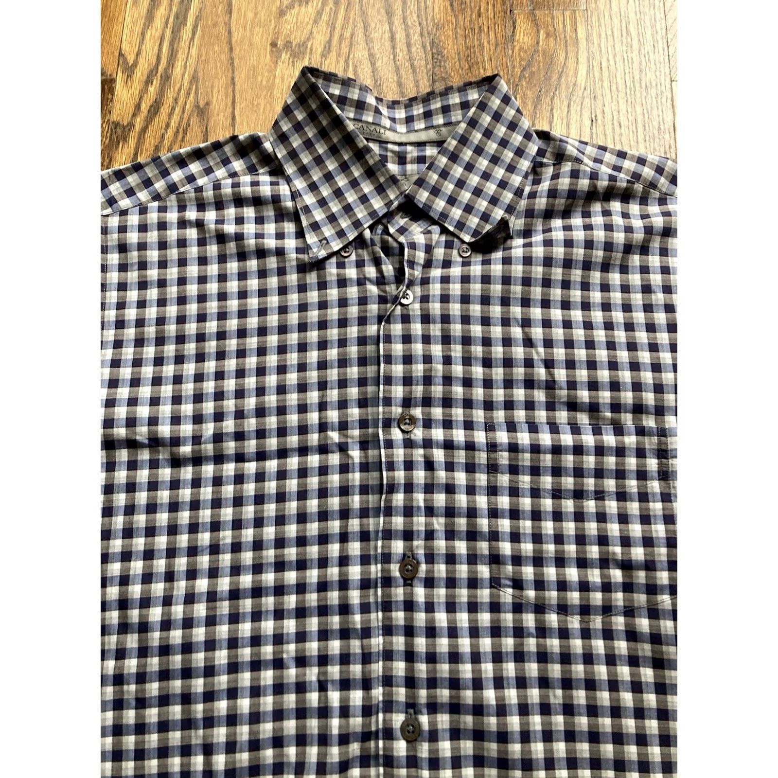 Canali Canali Blue Plaid Long Sleeve Shirt Mens Size M Button Up Made In Italy Size US M / EU 48-50 / 2 - 4 Thumbnail