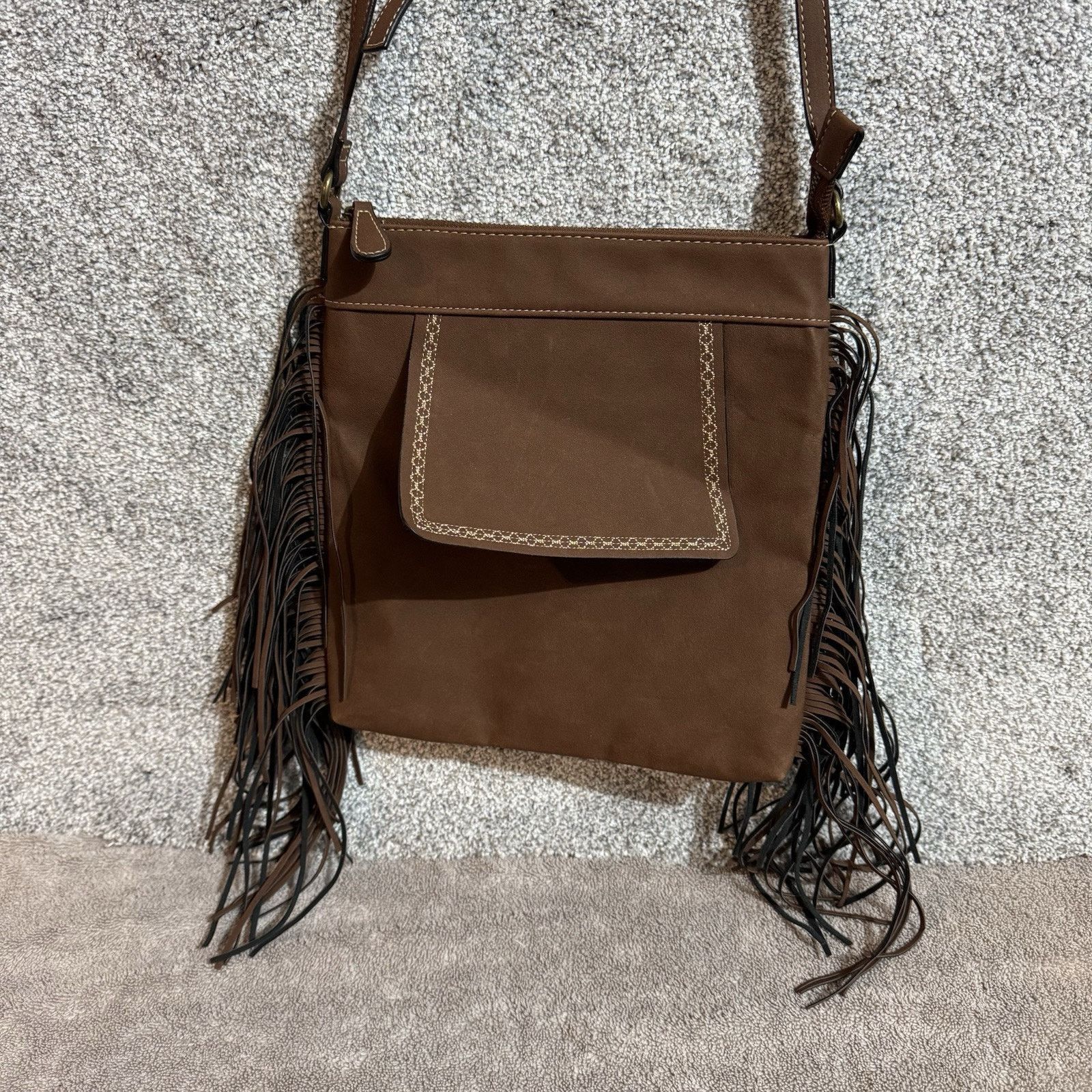 Other Fringe Crossbody Bag Boho Western Faux Suede Hippie Festival Size ONE SIZE - 2 Thumbnail