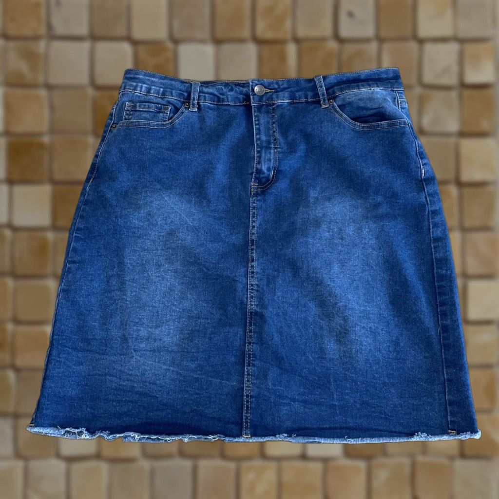 Denime BLEU Blue Denim A-Line Skirt Size 16 Regular Women Size 38" / US 16 / IT 52 - 1 Thumbnail