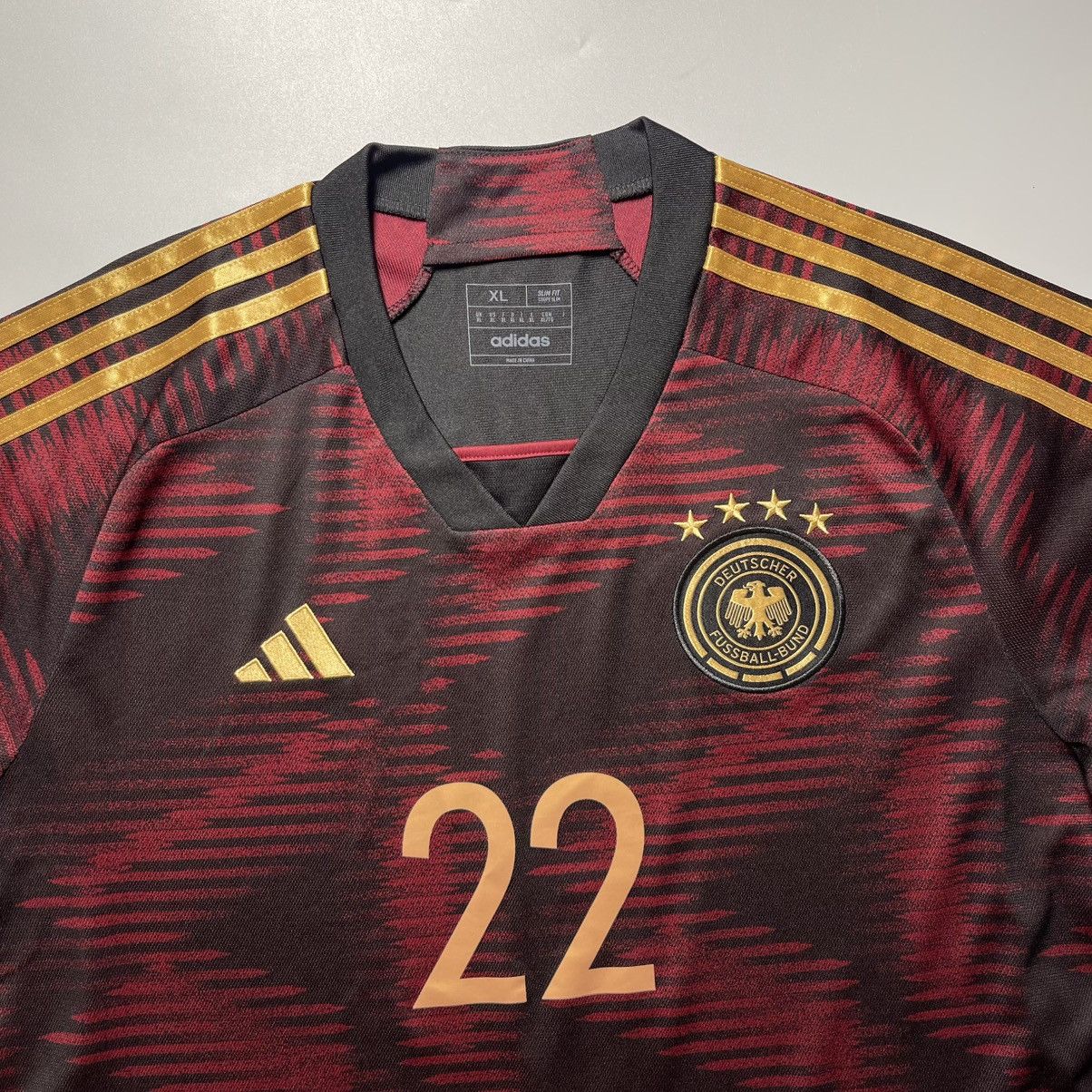 Adidas GERMANY ADIDAS 2022 WORLD CUP SOCCER AWAY JERSEY #22 ADEYEMI Size US XL / EU 56 / 4 - 4 Thumbnail