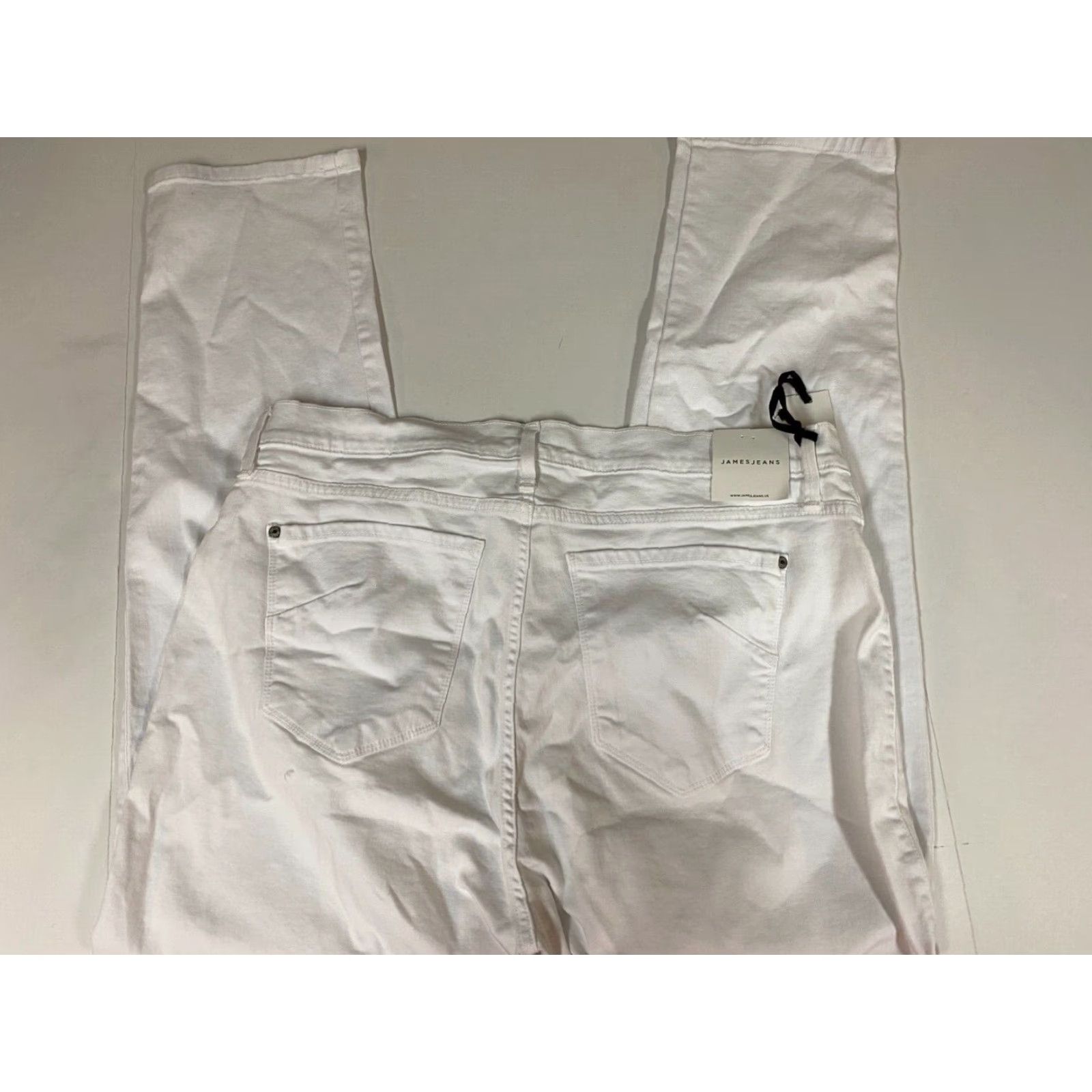 Vintage James Jeans Womens Jeans 20 White Twiggy Cigarette Leg Regular Inseam 31in Mid Rise Denim Cotton Blend Embroidered Pockets Solid Flower Size 42" / US 20 - 6 Thumbnail