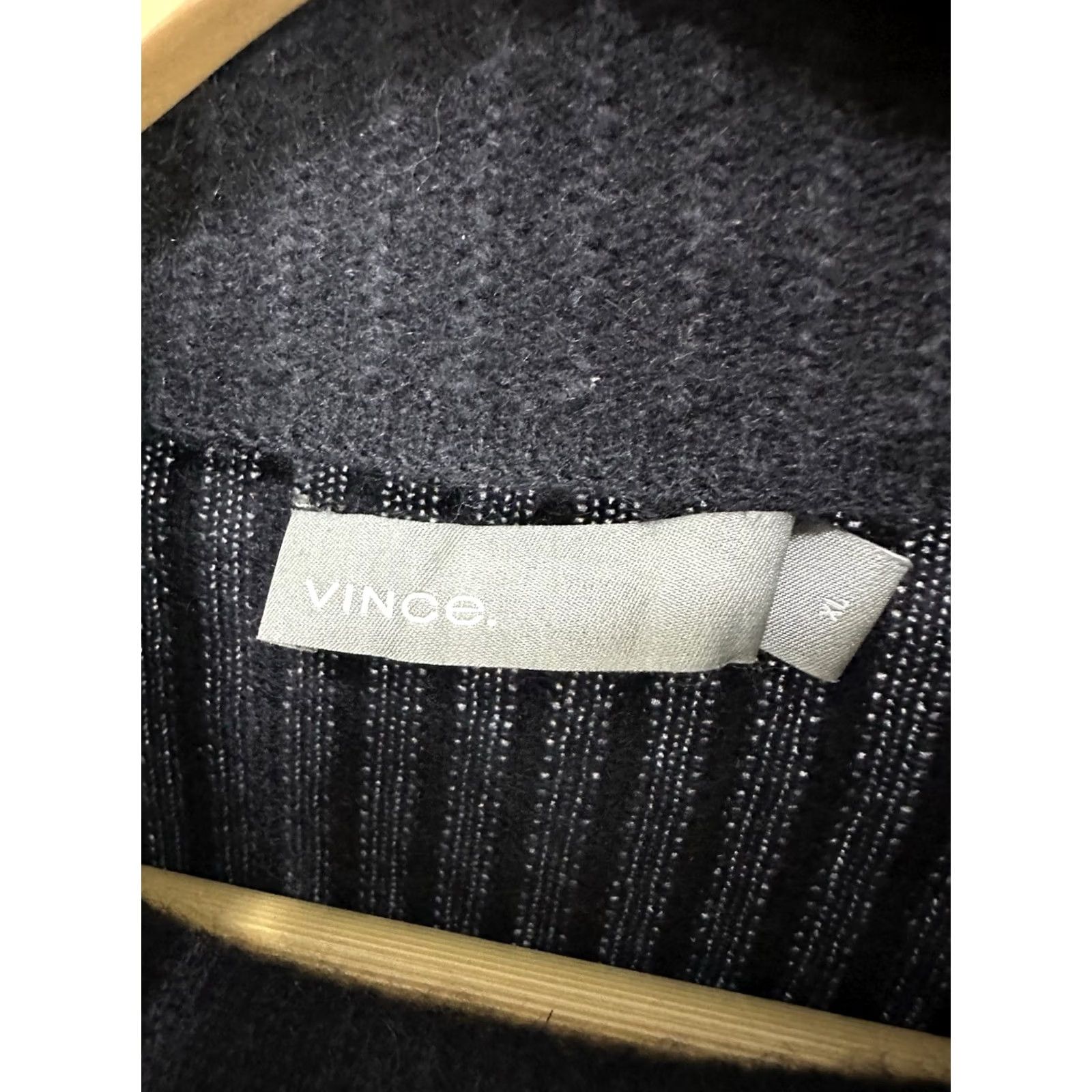 Vince Vince Women's Navy Charcoal Cashmere Rib Funnel Neck Sweater XL Quiet Lux Size XL / US 12-14 / IT 48-50 - 2 Thumbnail