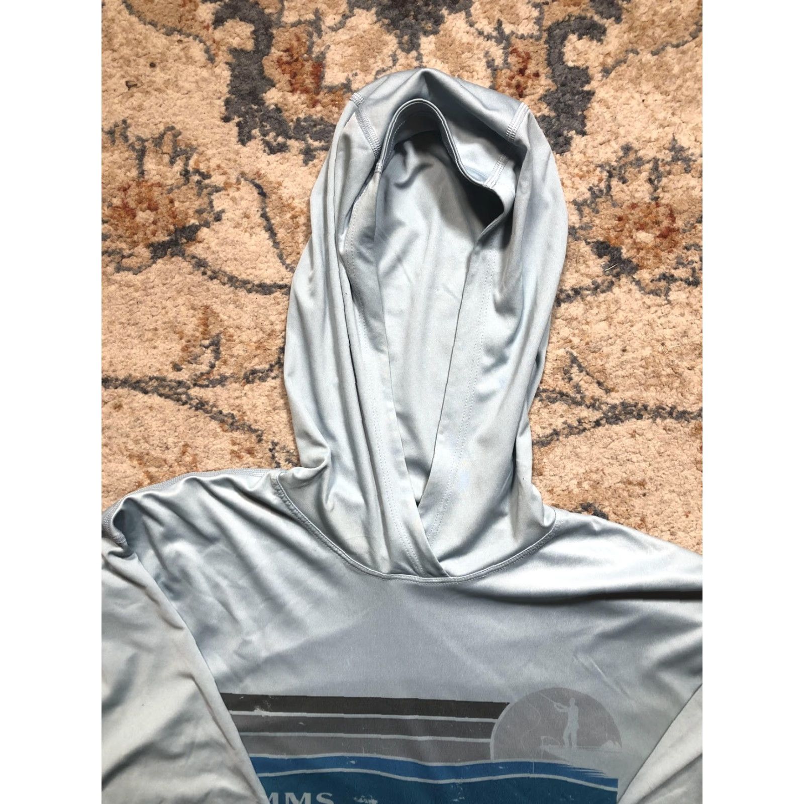 Vintage Simms Shirt Mens M Light Gray Hooded Long Sleeve Fishing Performance Pullover Graphic Print Crew Neck Size US M / EU 48-50 / 2 - 2 Thumbnail