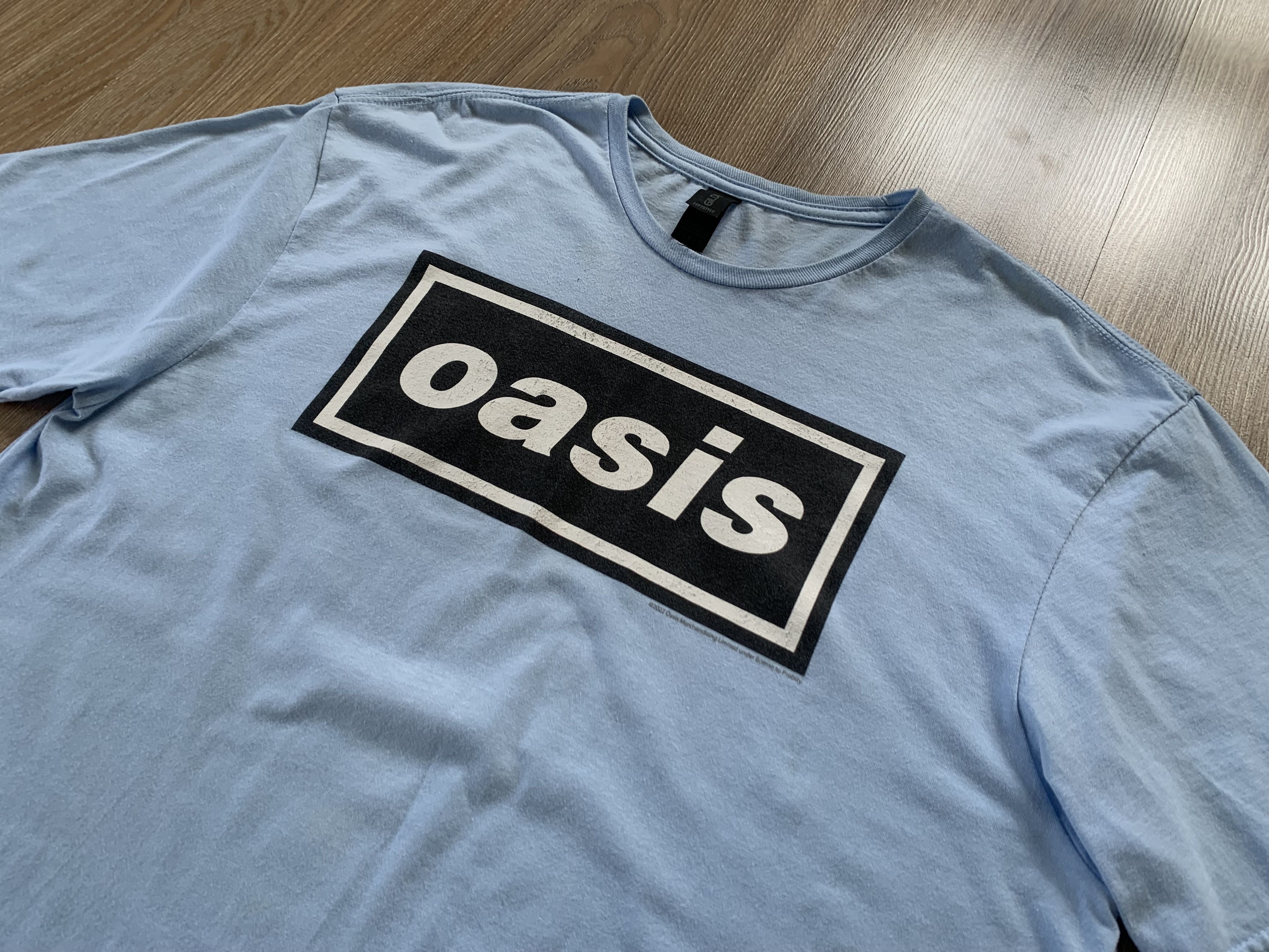 Band Tees × Gildan Oasis Gildan Big Logo T Shirt Size US L / EU 52-54 / 3 - 4 Thumbnail