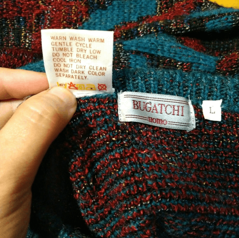Vintage Vintage 90s Premium Bugatchi Uomo Sweater Abstract L Unique Size L / US 10 / IT 46 - 3 Thumbnail