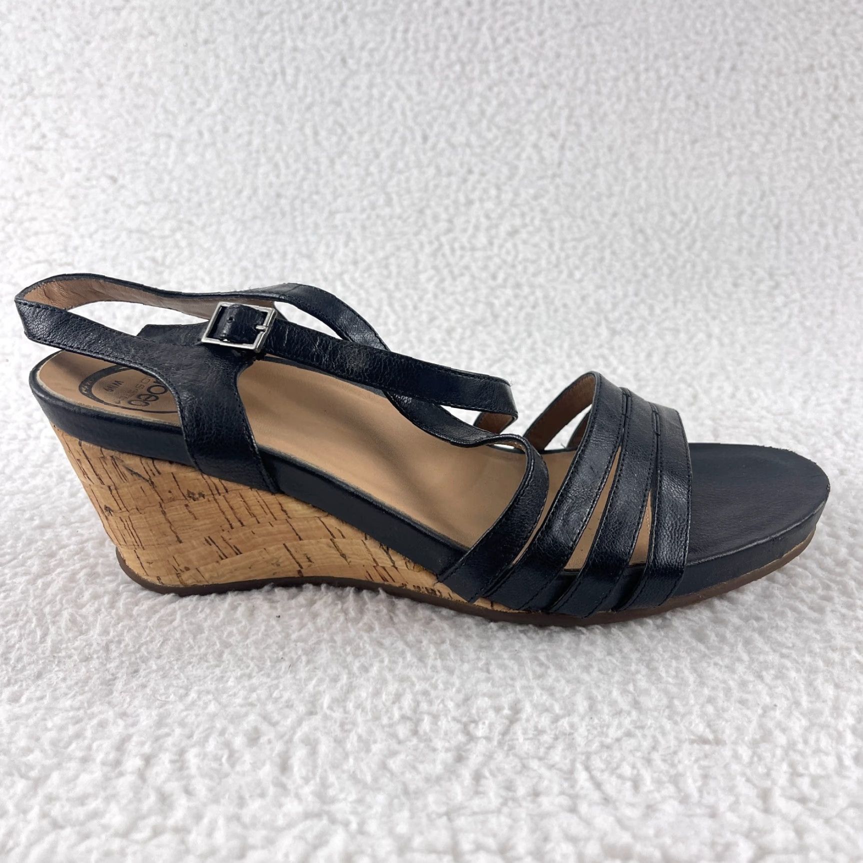 Vintage Abeo Black Sling Back Leather Sandals Womens Wedge Open Toe Size 9 Size US 9 / IT 39 - 5 Thumbnail