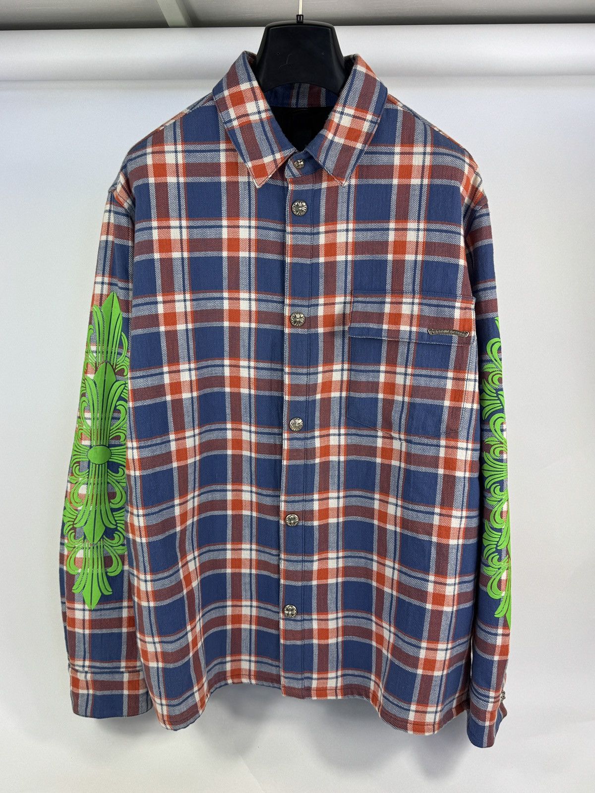 Chrome Hearts CHECKED OVERSHIRT WITH SILVER BUTTONS Size US XL / EU 56 / 4 - 1 Thumbnail