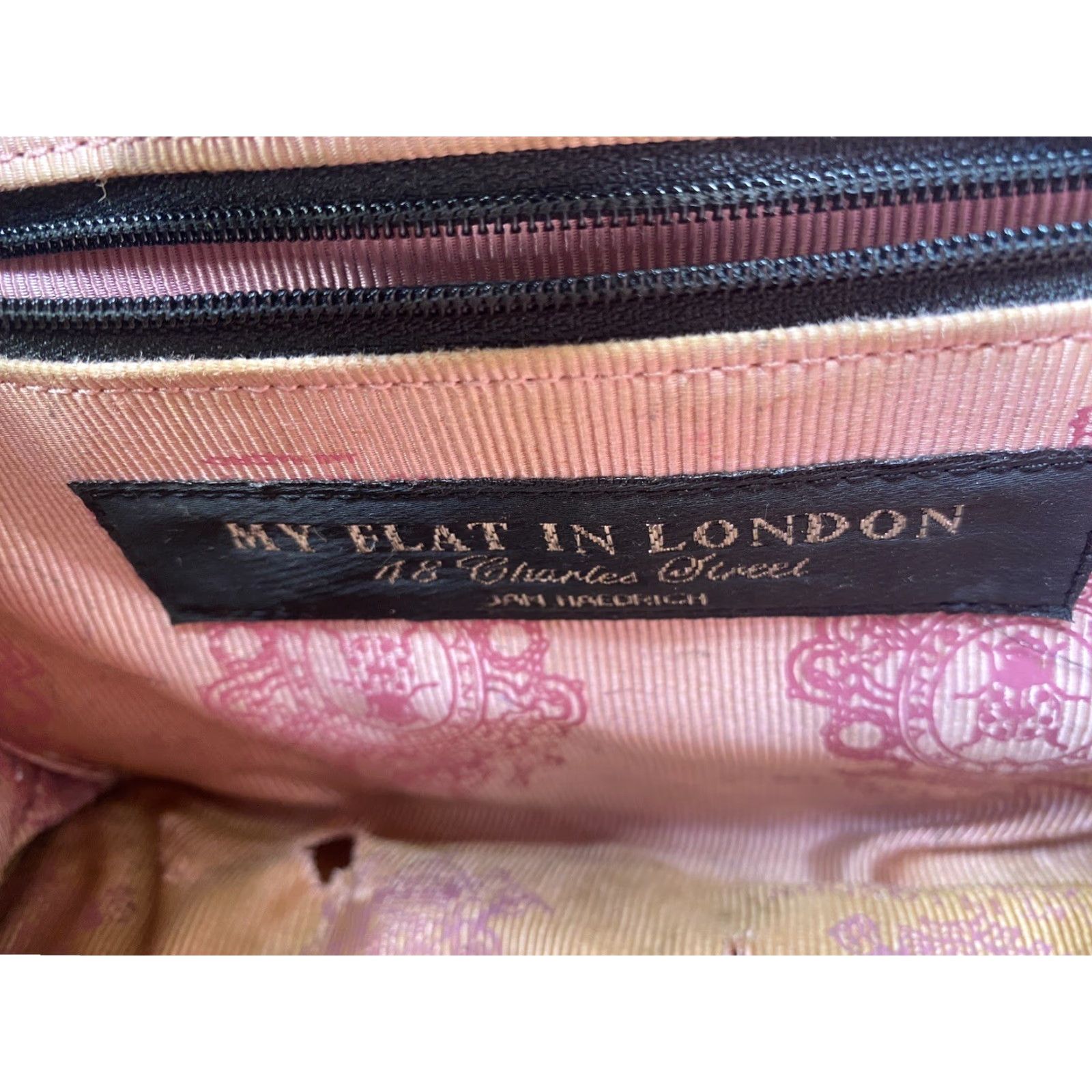 FELT VINTAGE My Flat in London Queen Bee Black Wool Felt Handbag Shoulder Bag Womens Queens Bee Crown Rhinestones Black Canvas Felt 9.5" x 13" Medium Size ONE SIZE - 7 Thumbnail
