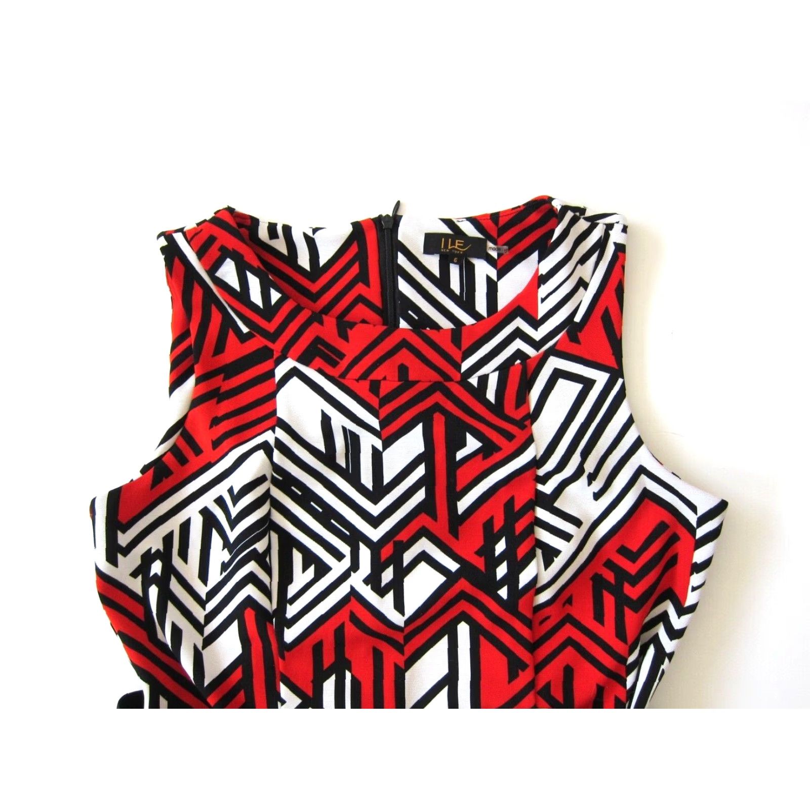 Vintage VINTAGE ILE New York Red White Black White Stretch Sleeveless Belted Sheath Dress Size 6 Size M / US 6-8 / IT 42-44 - 7 Thumbnail