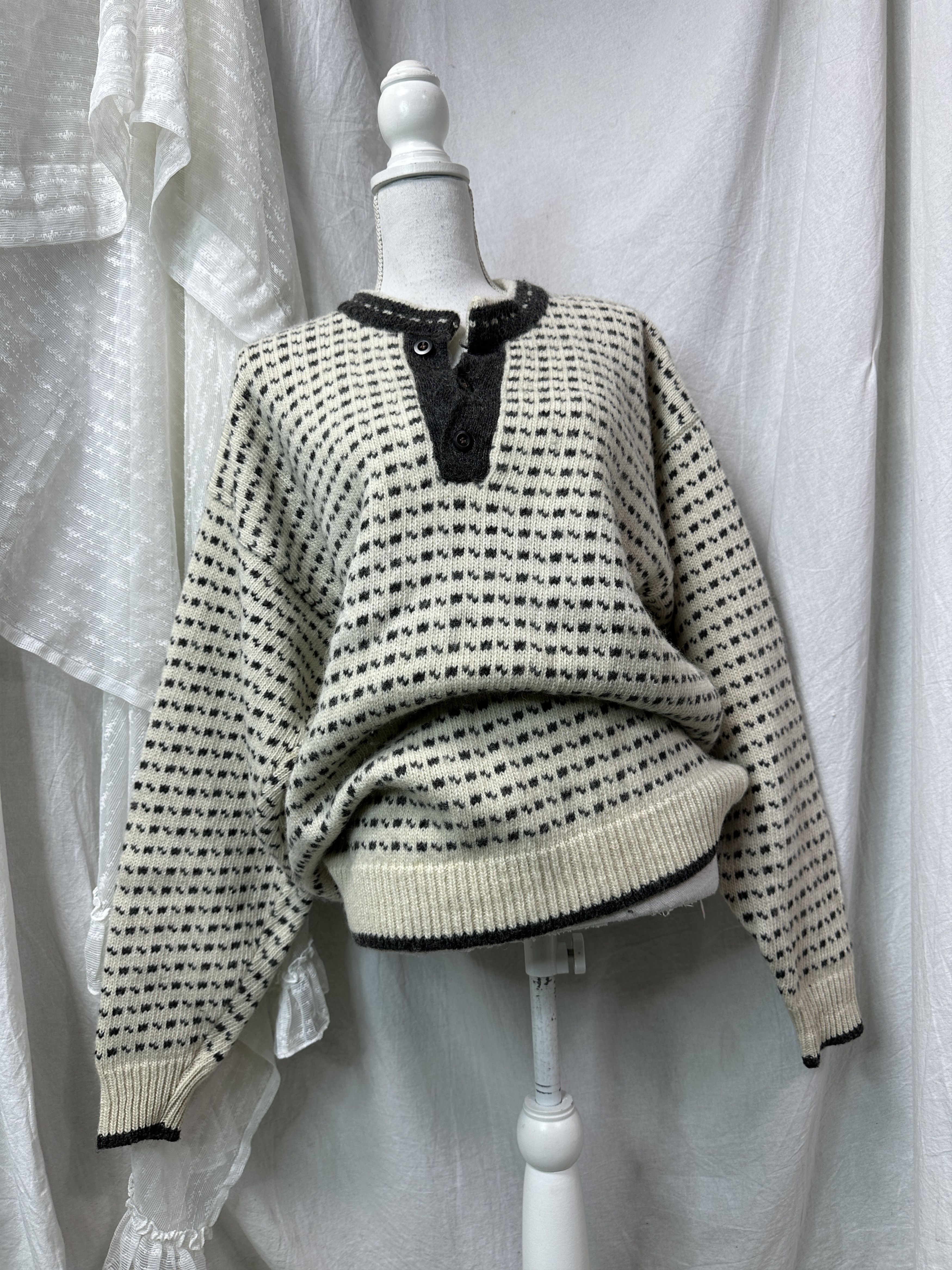 Vintage Vintage Houndstooth Norwegian Sweater 90s Size US L / EU 52-54 / 3 - 1 Thumbnail