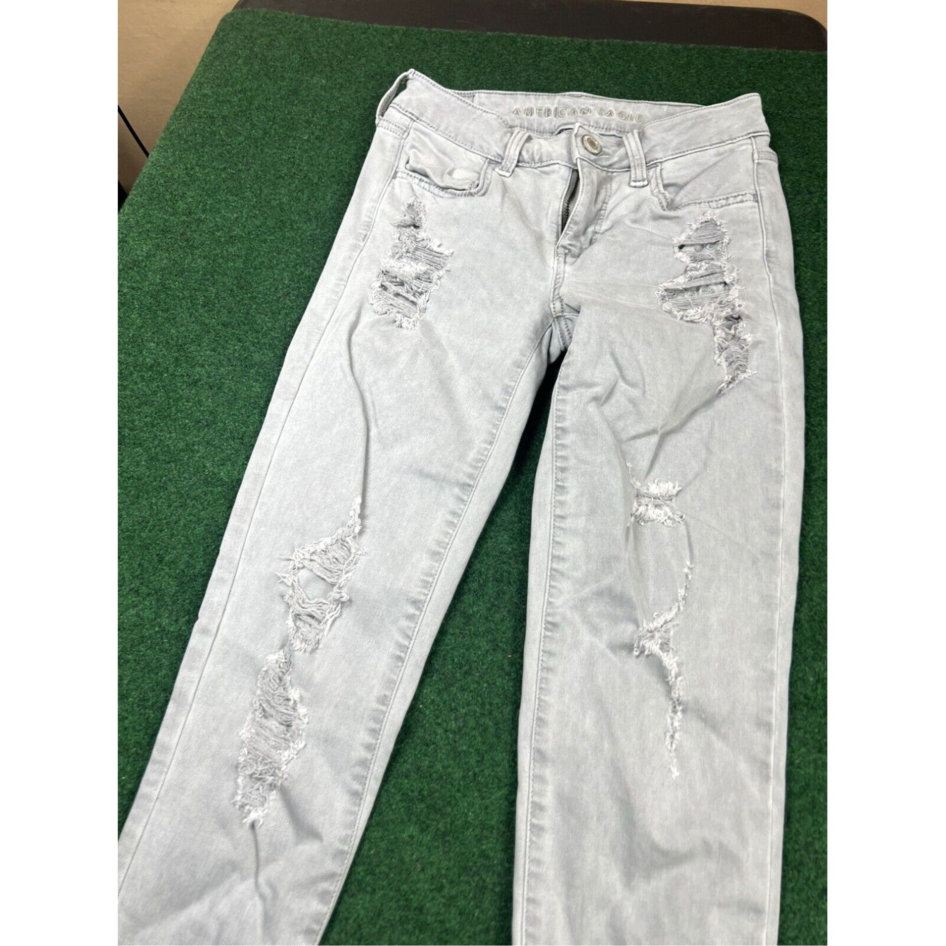 American Eagle Outfitters American Eagle Women's 2 Regular Jegging Super Stretch Low Rise Gray Jeans Size 26" / US 2 / IT 38 - 5 Thumbnail