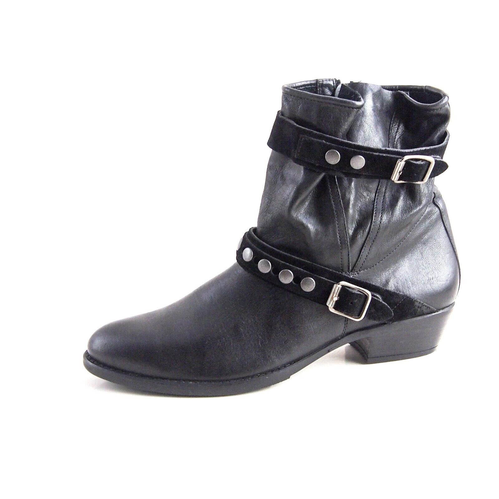 Designer Paul Green Biker Boots Black Leather Studded US 9 EU 39.5 Size US 9 / IT 39 - 1 Thumbnail