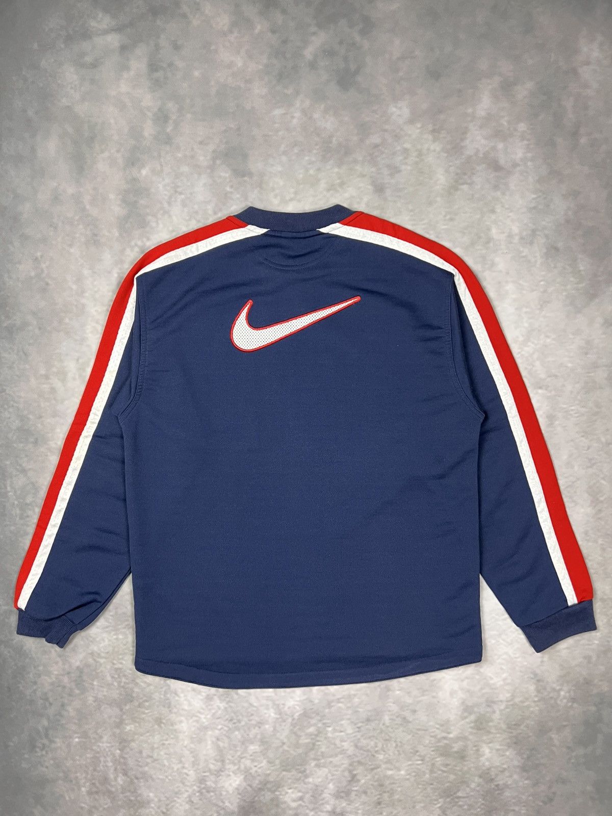 Nike Vtg Nike Center Swoosh Sweatshirt Navy Red Y2K Boxy Fit XL Size US XL / EU 56 / 4 - 4 Thumbnail
