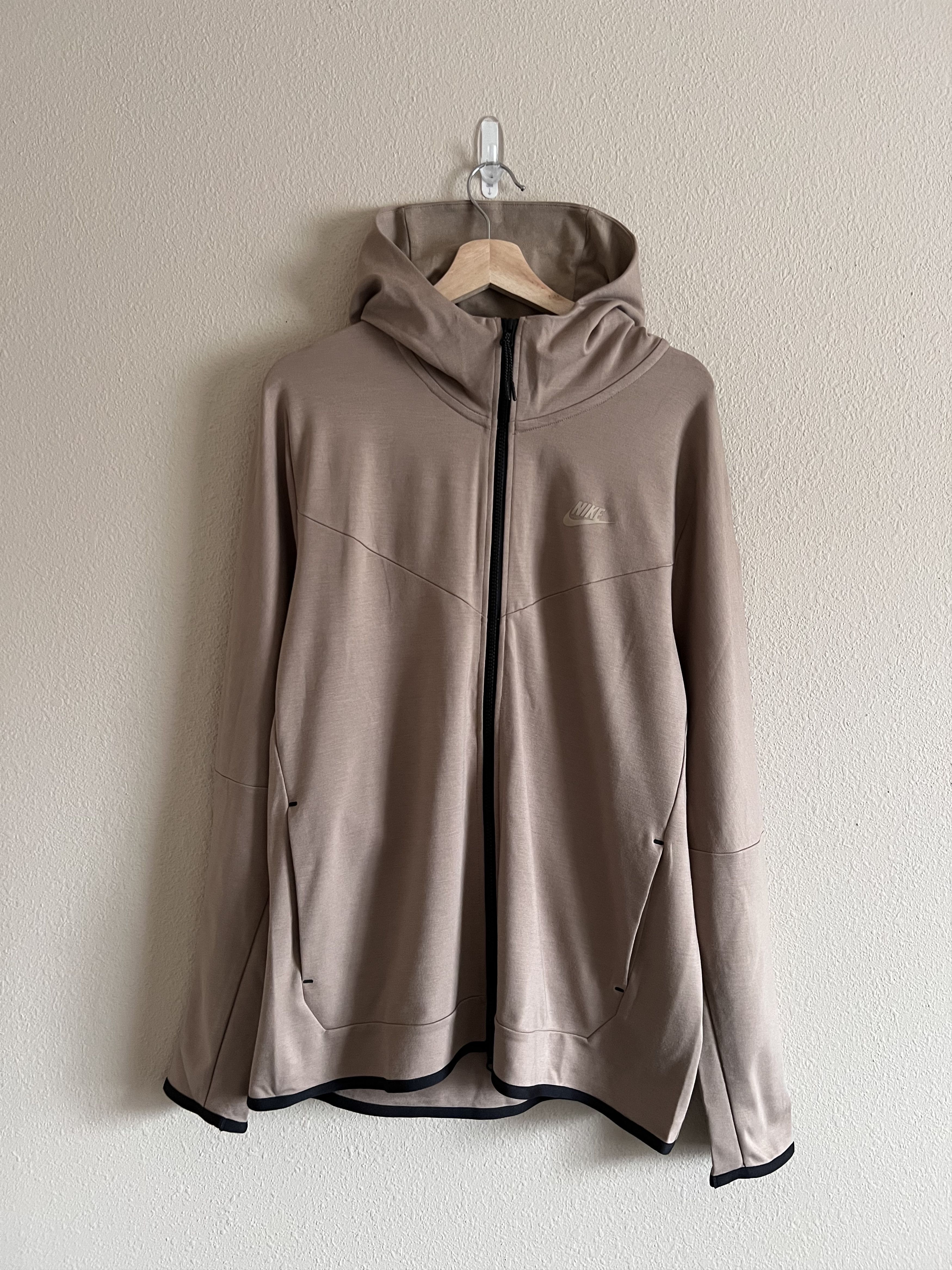 image of Nike Tech Fleece Full Zip Sweatshirt In Khaki, Men's (Size 2XL)