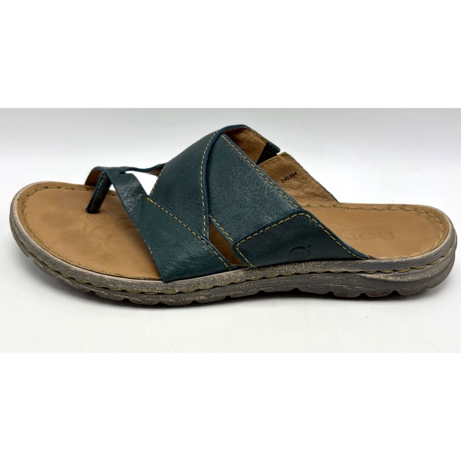Born Born Sorja Sport Womens 9 Green Leather Slide Toe Loop Cross Strap Sandals Slip Shoes Size US 9 / IT 39 - 3 Thumbnail
