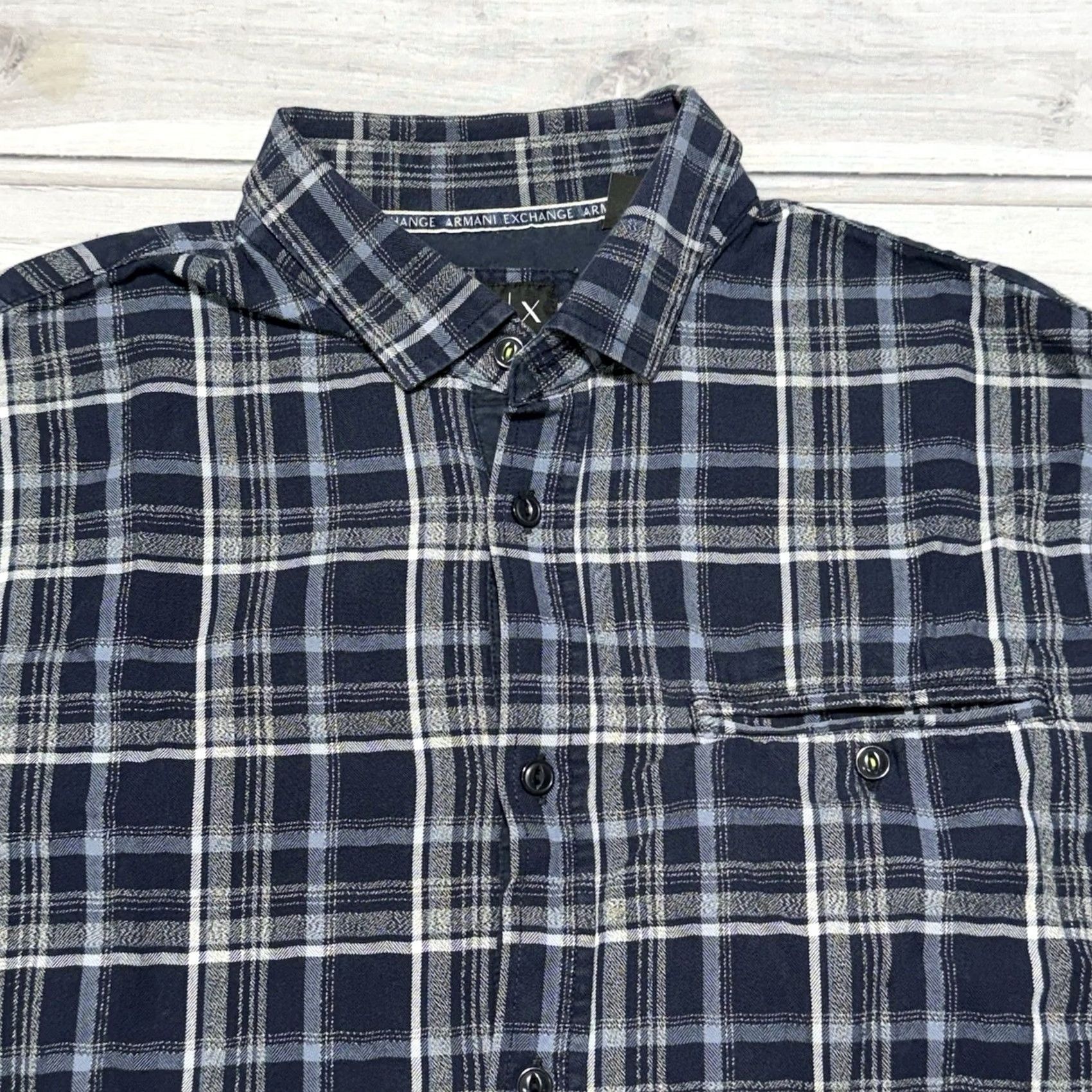 Armani Exchange Armani Exchange Shirt Mens XL Blue Plaid Long Sleeve Button Up Shirt Men Regular Size Extra details Size US XL / EU 56 / 4 - 2 Thumbnail