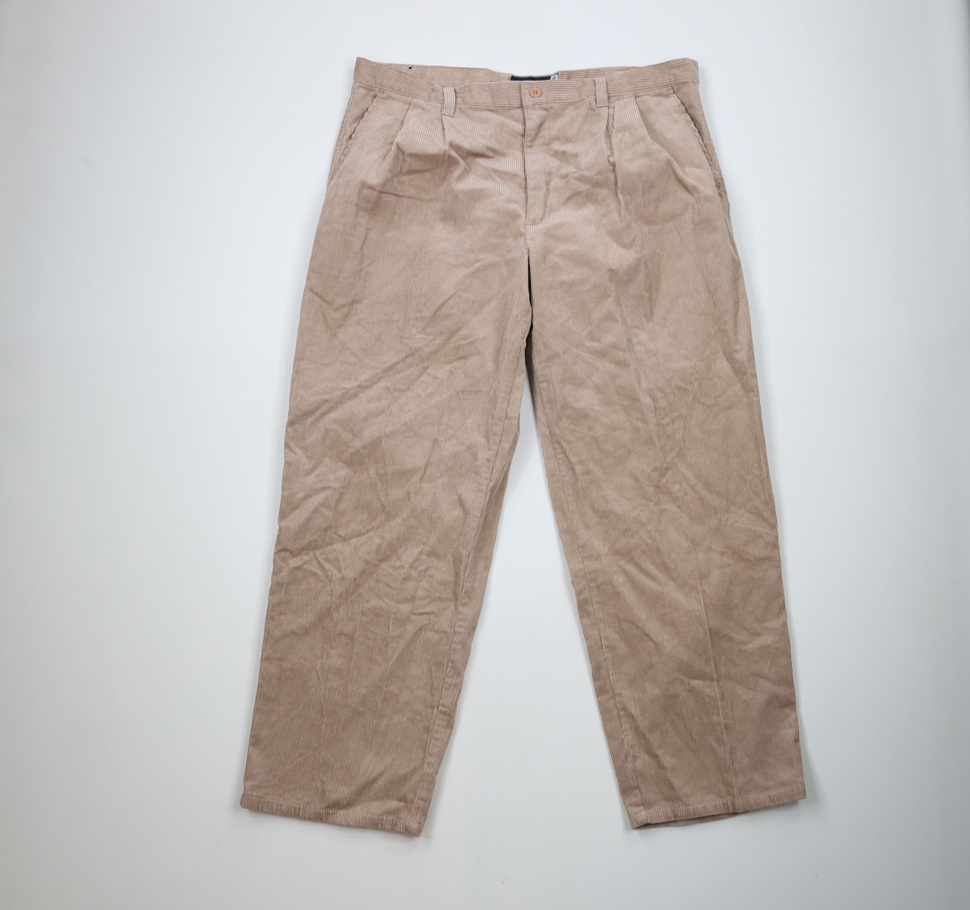 Vintage Vintage 90s Streetwear Fit Wide Leg Corduroy Pants Beige Size US 42 / EU 58 - 1 Thumbnail