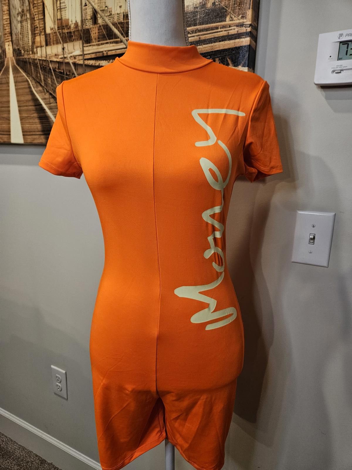 Fashion Nova Stylish Orange "Money" Graphic Bodysuit #110 Size ONE SIZE - 1 Thumbnail