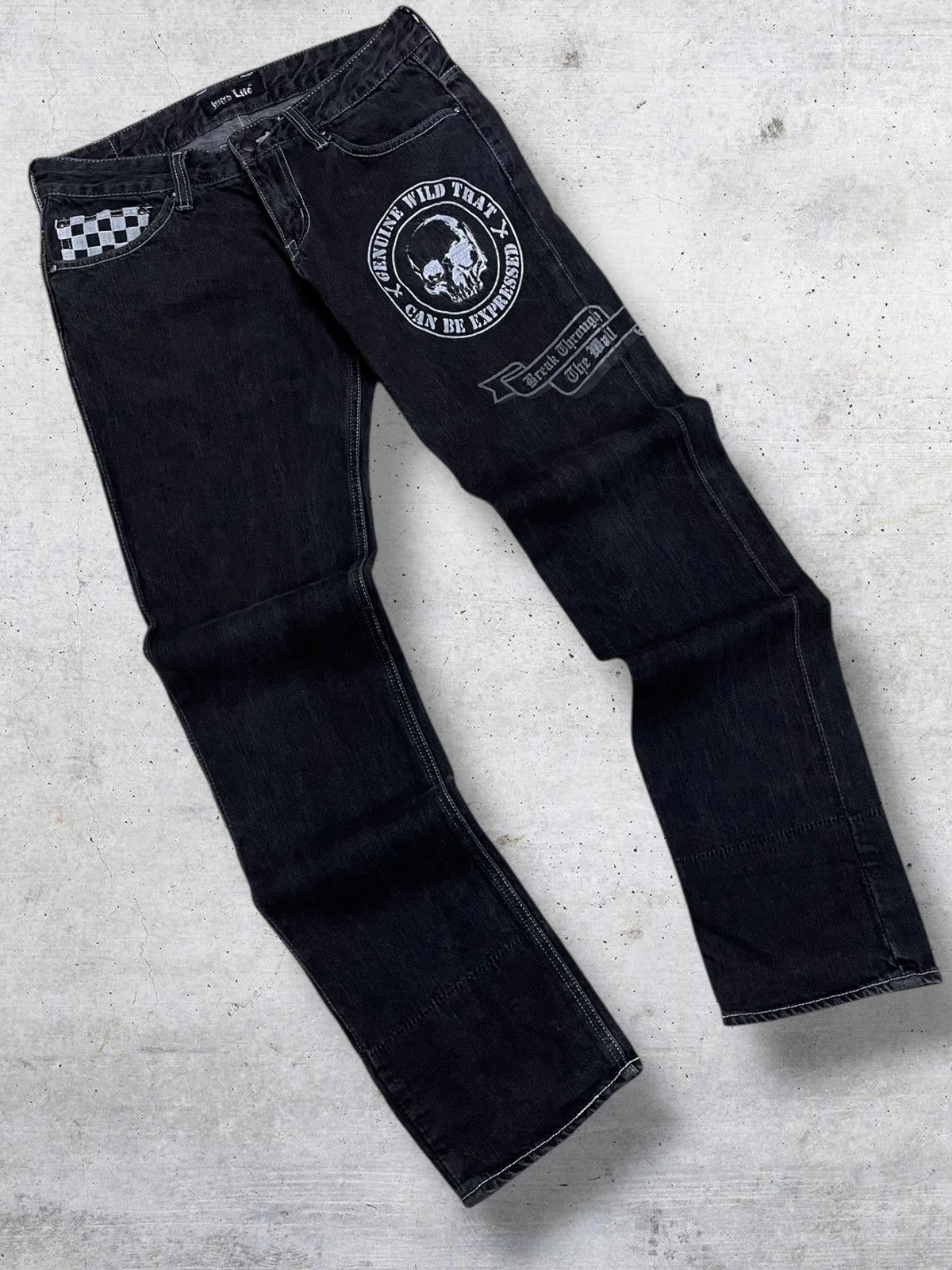 Hysteric Glamour VINTAGE SKULL PUNK ‘BREAK TO THE WALL’ JAPAN WILD LIFE DENIM Size US 31 - 2 Thumbnail