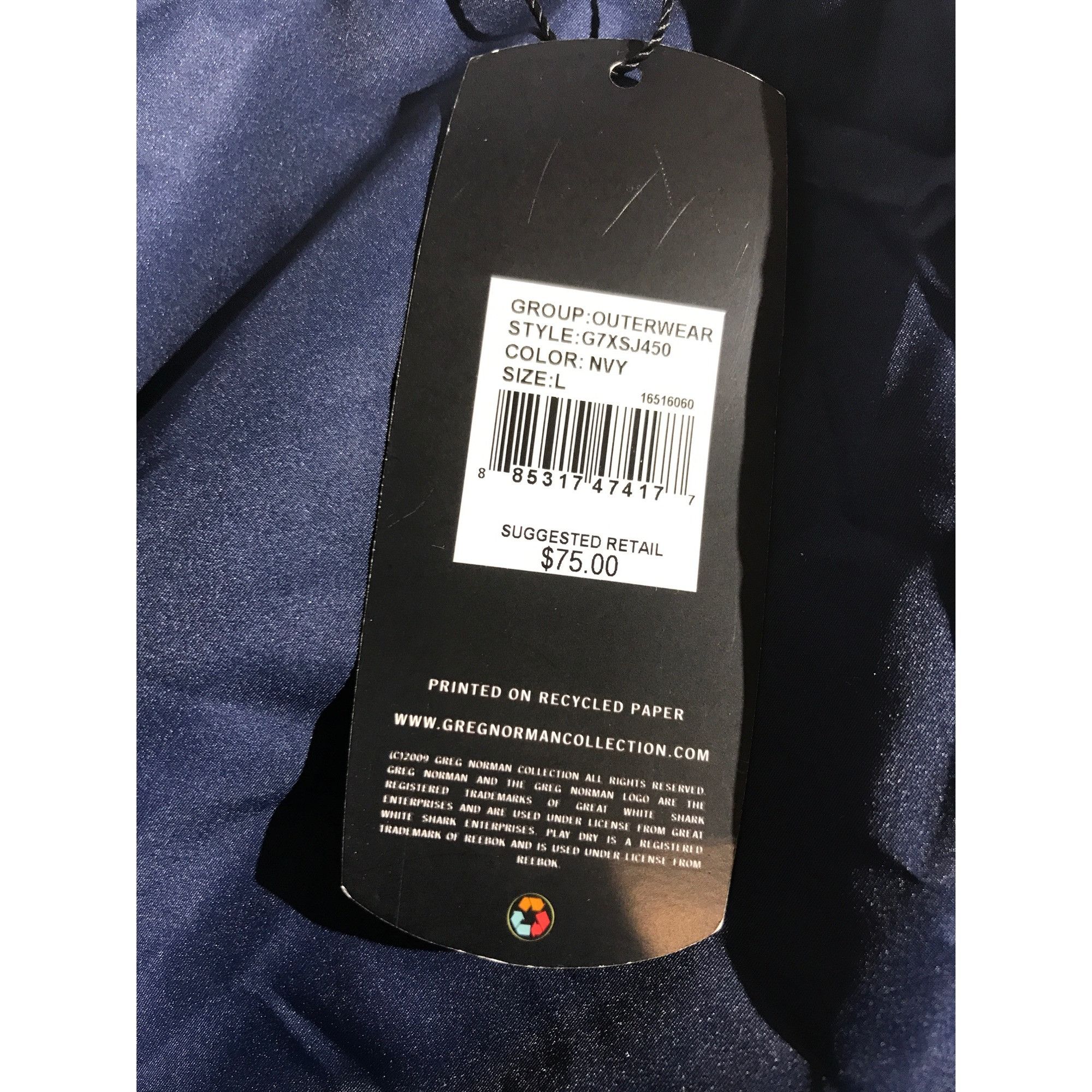 Greg Norman Greg Norman Men's L Navy V Neck Water Resistant Pullover Size US L / EU 52-54 / 3 - 4 Thumbnail