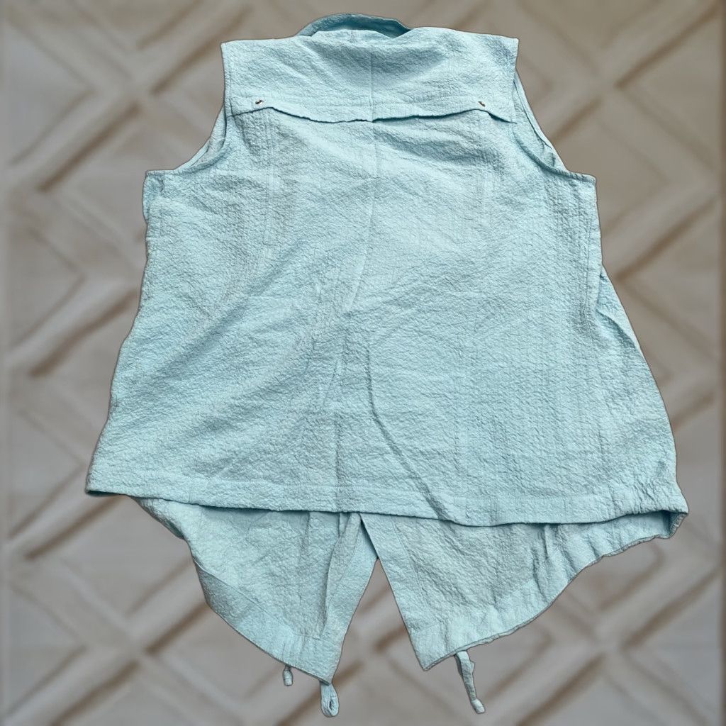 Vintage A La Carte Vest Jacket Womens L Blue Pockets Sleeveless Collared Casual Wrap - 90s? Size L / US 10 / IT 46 - 1 Thumbnail