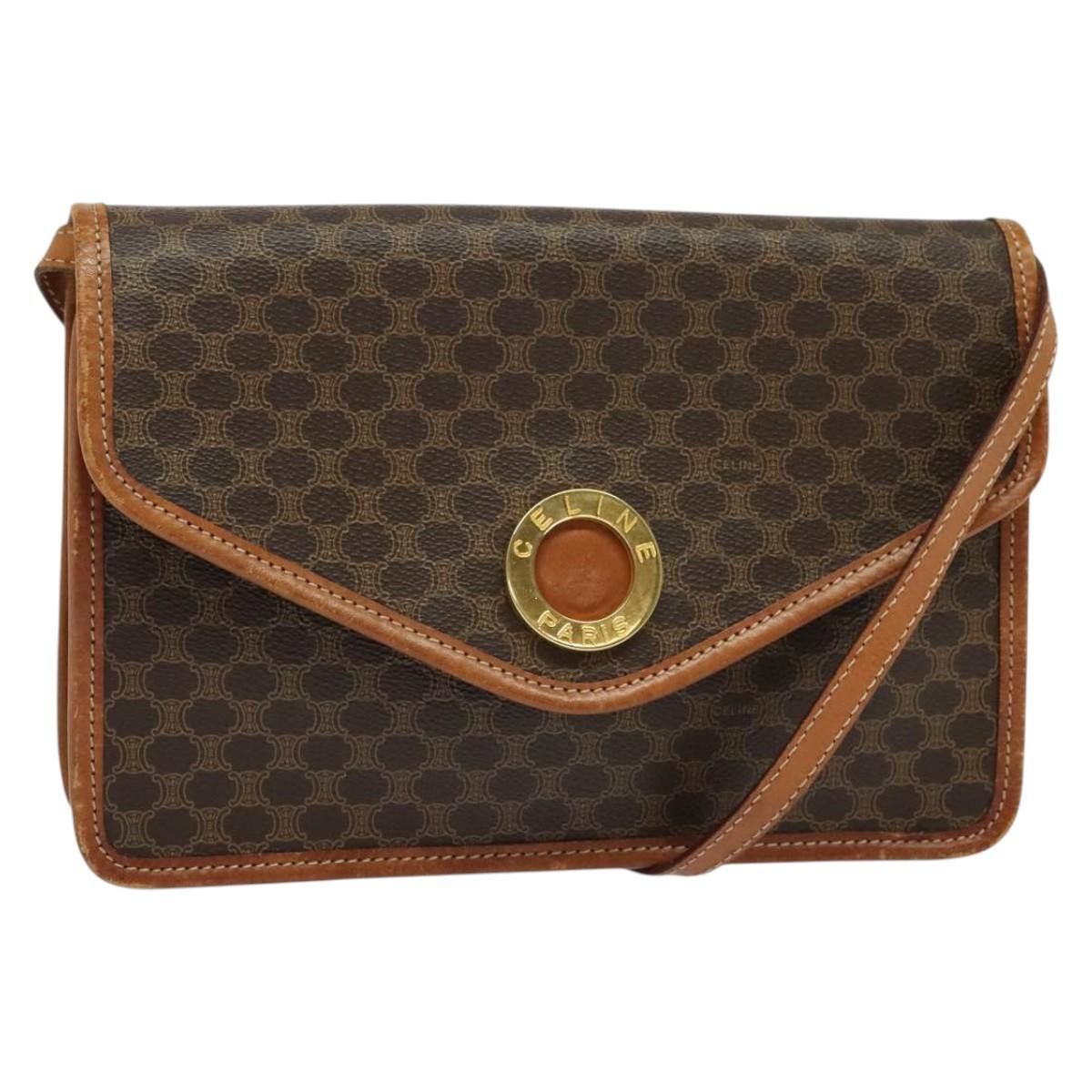 Celine CELINE Macadam Canvas Shoulder Bag Pvc Leather Brown Gold Size ONE SIZE - 1 Thumbnail