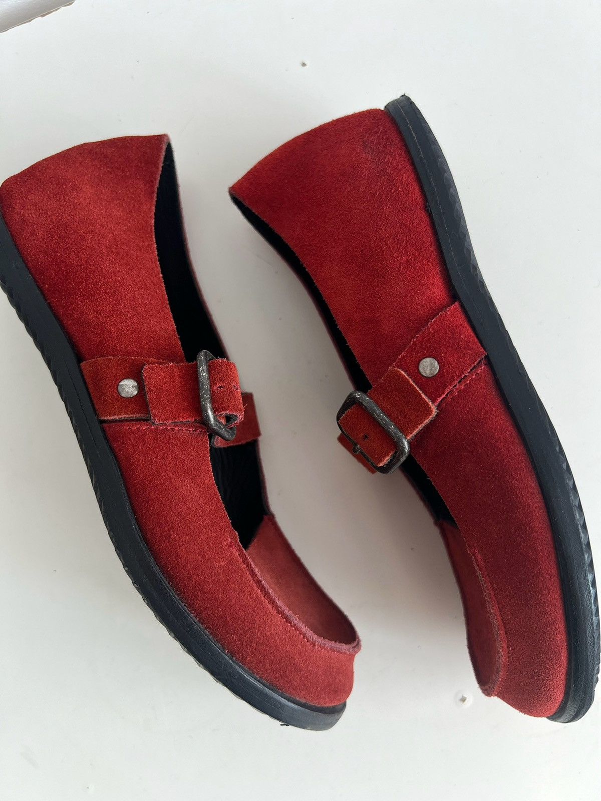 Ann Demeulemeester 🇺🇸Cliff Dweller x Cydwoq Mary Jane Red Suede Shoes Size US 7 / IT 37 - 10 Thumbnail