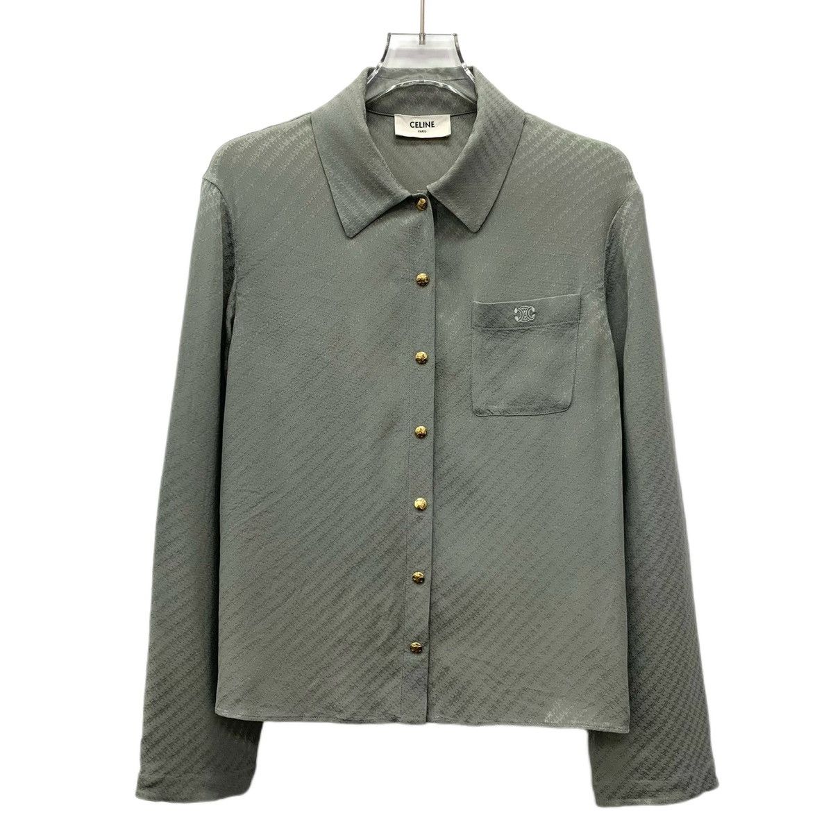 Celine Celine Gray Green Arc de Triomphe Full Printed Silk Shirt Size XS / US 0-2 / IT 36-38 - 1 Thumbnail