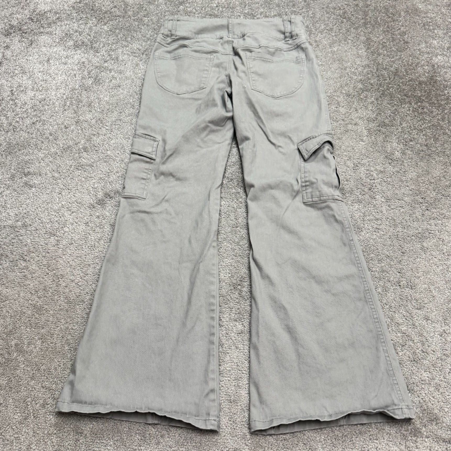 Vintage Empyre Cargo Wide Leg Flare Pants Womens 32x31 Brown Cotton Casual 28 Regular 6 High Rise Button Zip Pockets Breathable Size 28" / US 6 / IT 42 - 2 Thumbnail
