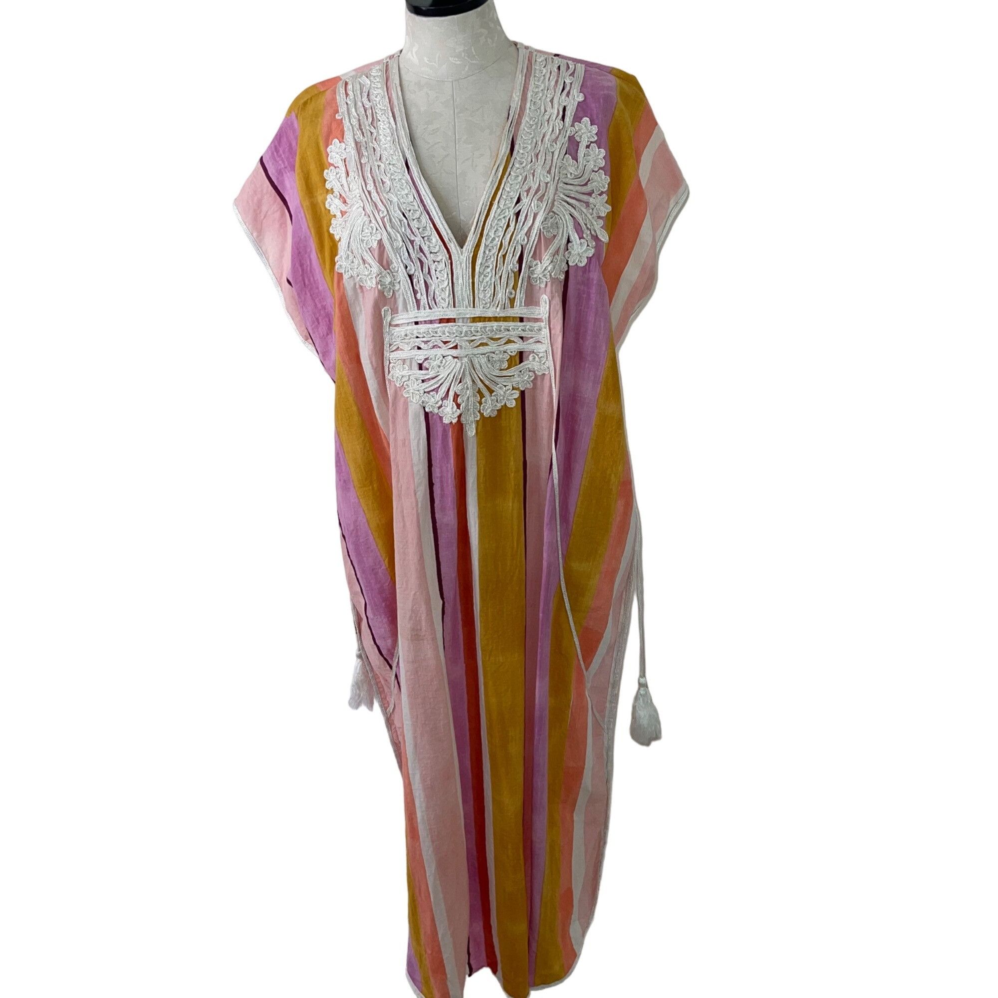 image of Matta Womens Dress One Size Multicolor Khajoor Happy Kaftan