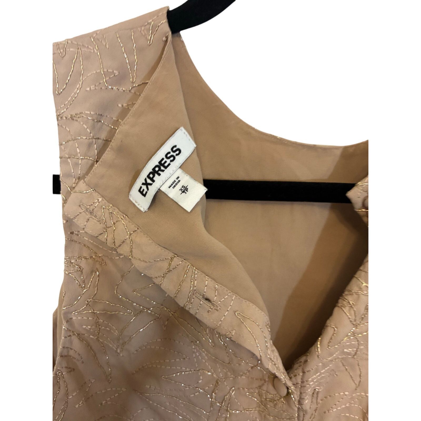 Express Express Sleeveless Metallic Gold Sheen Tan Button Top XS Size XS / US 0-2 / IT 36-38 - 3 Thumbnail