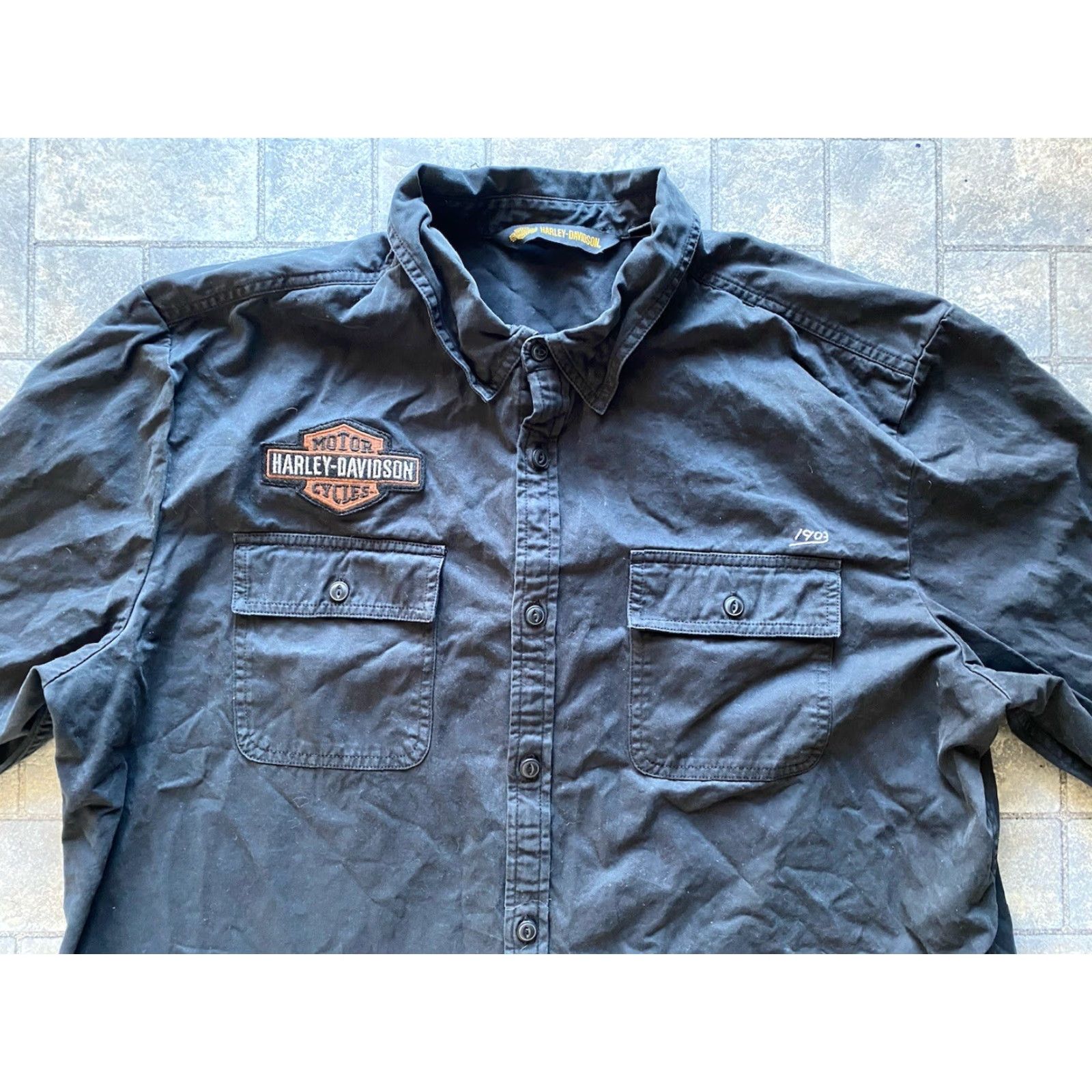 Harley Davidson Harley-Davidson Shirt Button-Up Long Sleeve Black 2XL Slim Mens Size US XXL / EU 58 / 5 - 5 Thumbnail