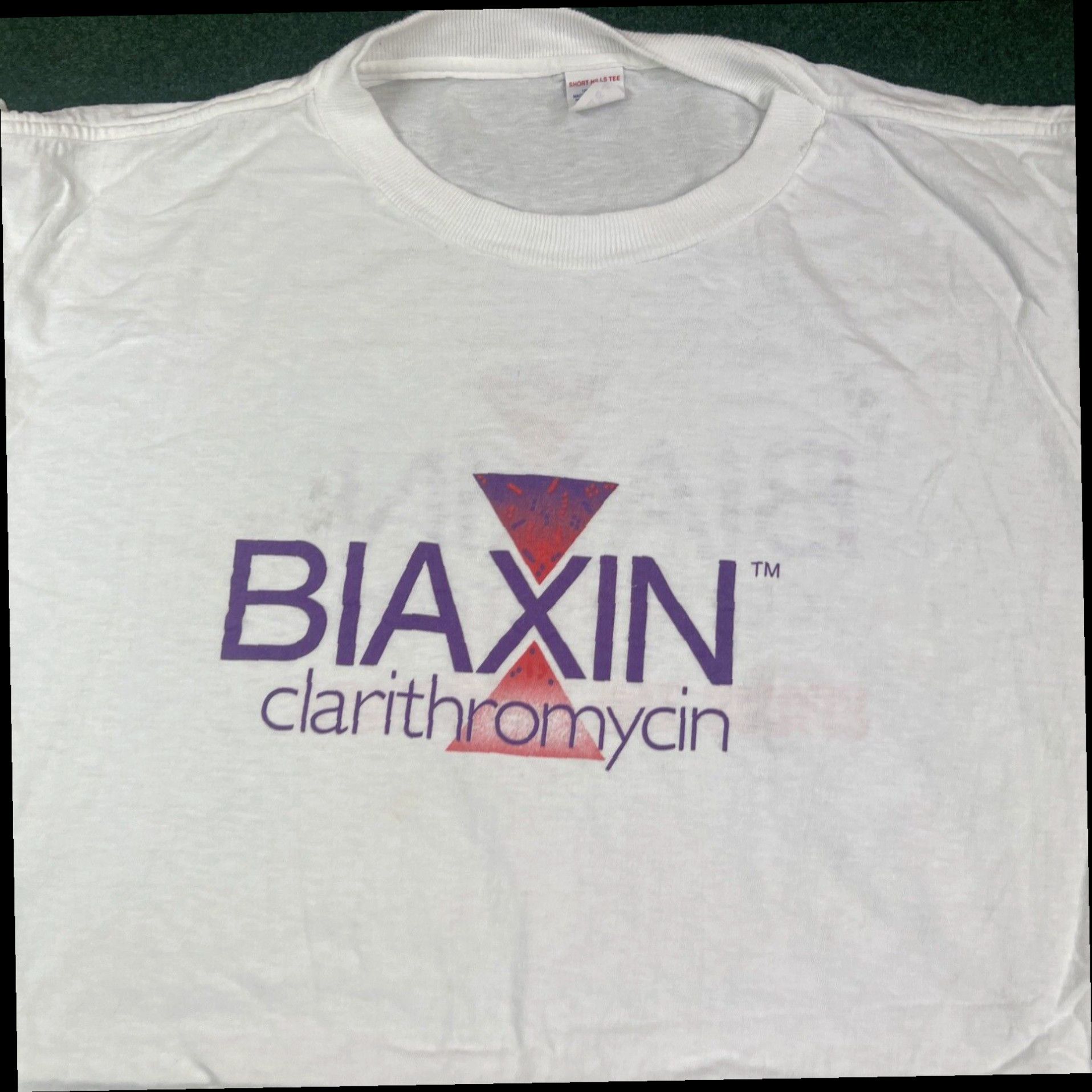 Logo 7 Vintage 80s Biaxin Clarithromycin Logo Promo White Single Stitched Graphic Tee Size US XL / EU 56 / 4 - 2 Thumbnail