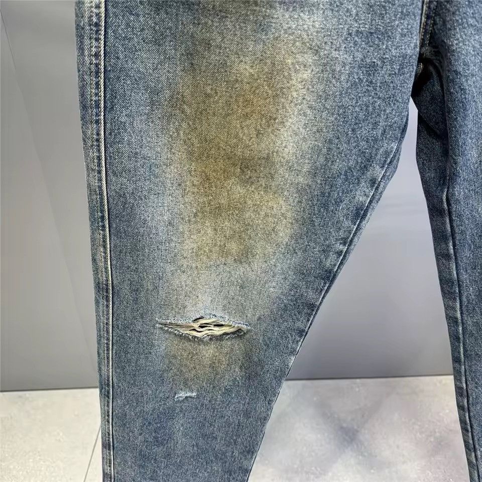 Jean Washed Designer Streetwear Hole Hip Hop Jeans Y2k Pants Size US 34 / EU 50 - 14 Thumbnail