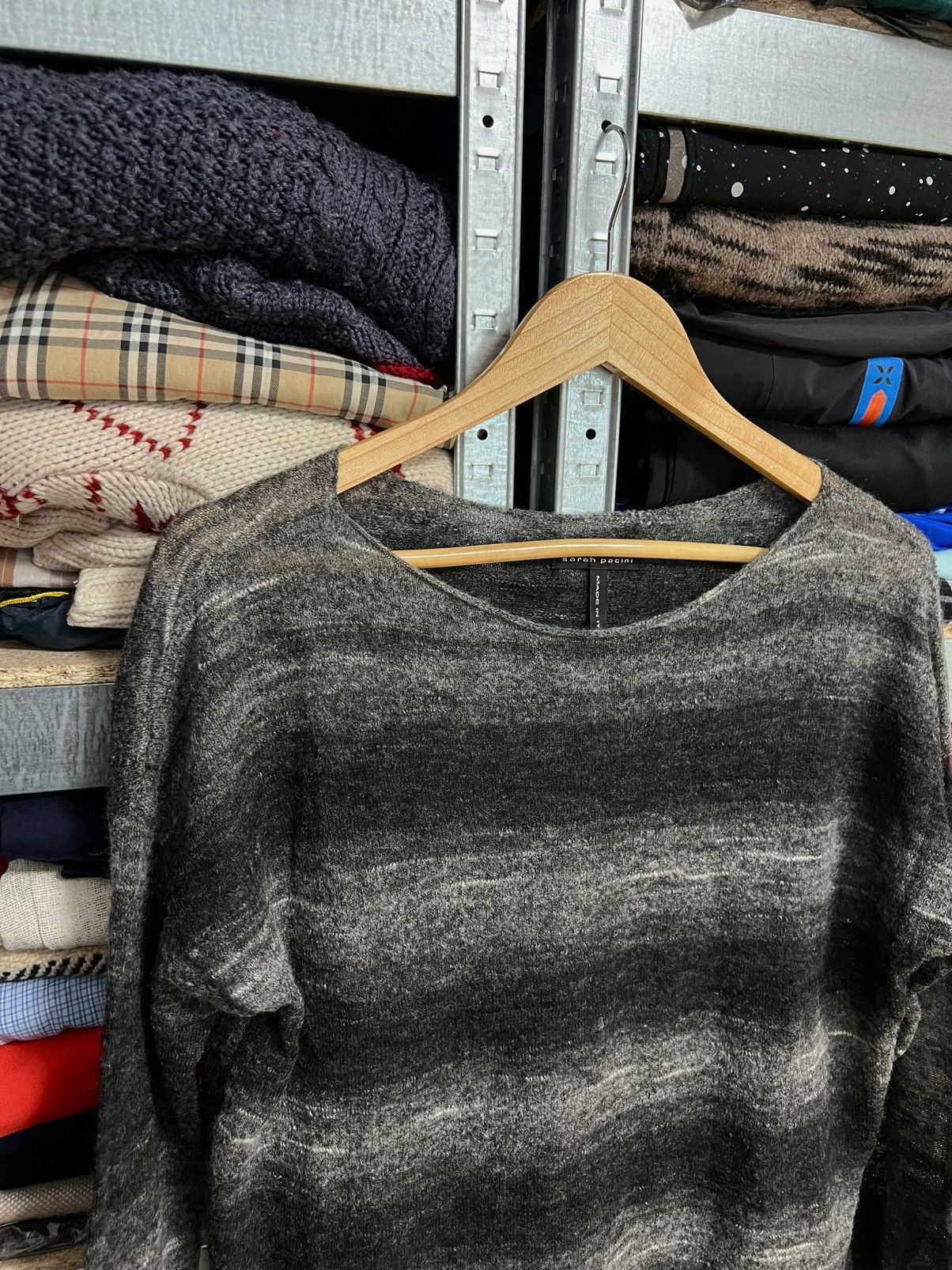 Designer × Sarah Pacini Sarah Pacini Mesh Knit Sweater Metallic Wool Mohair One Size Size ONE SIZE - 3 Thumbnail