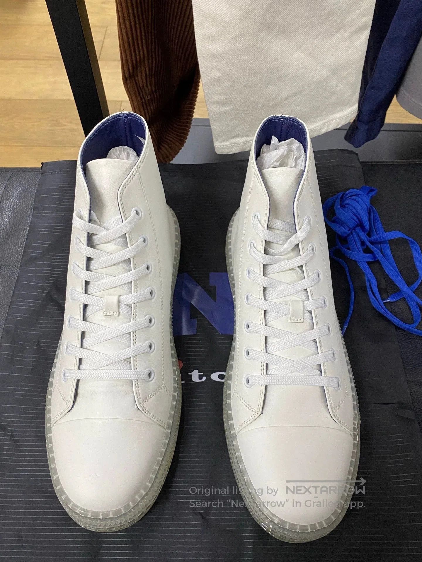 Emporio Armani Kiton Men's Casual High-Top Sneakers White. Size US 6 / EU 39 - 1 Thumbnail