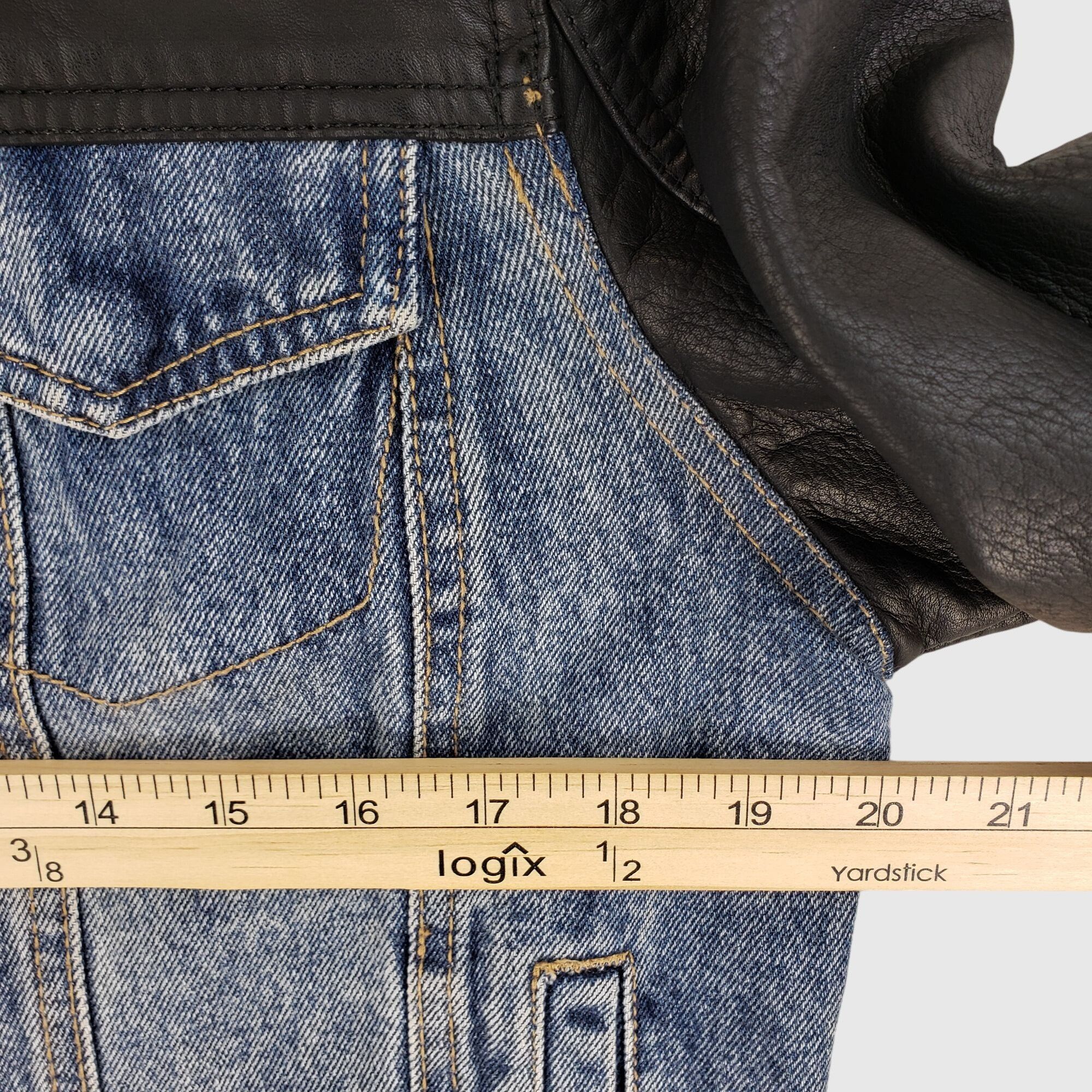 BLANKNYC BlankNYC Faux Leather And Denim Jacket - Black / Blue Jean W Size M / US 6-8 / IT 42-44 - 8 Thumbnail