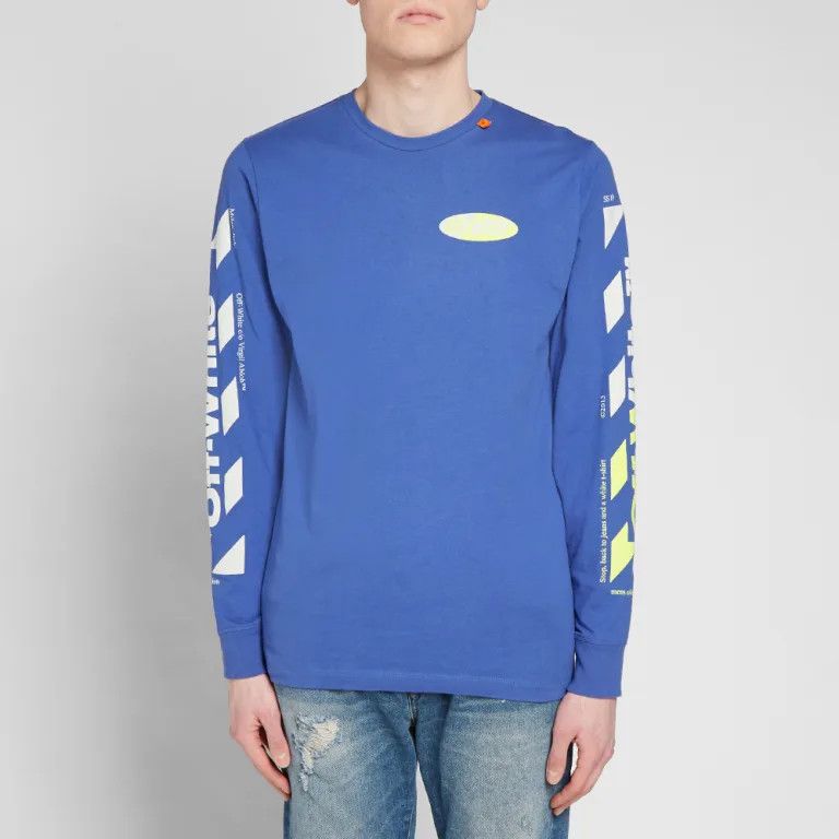 Off-White Blue Diag Split Arrows Logo Long Sleeve T-Shirt Size US XL / EU 56 / 4 - 4 Thumbnail