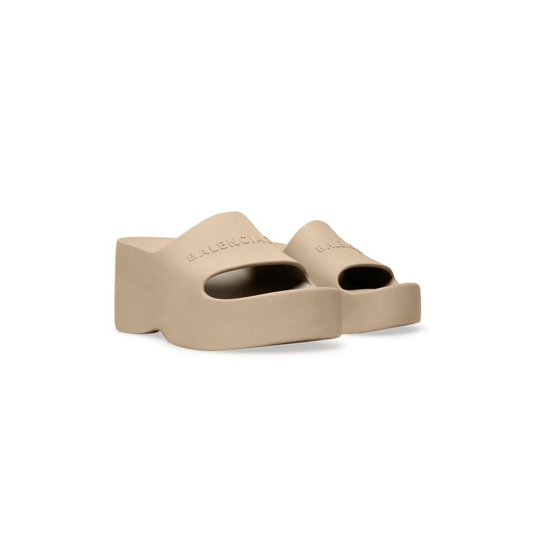Balenciaga o1w1db10625 Chunky Wedge Sandals in Beige Size US 9 / IT 39 - 2 Thumbnail
