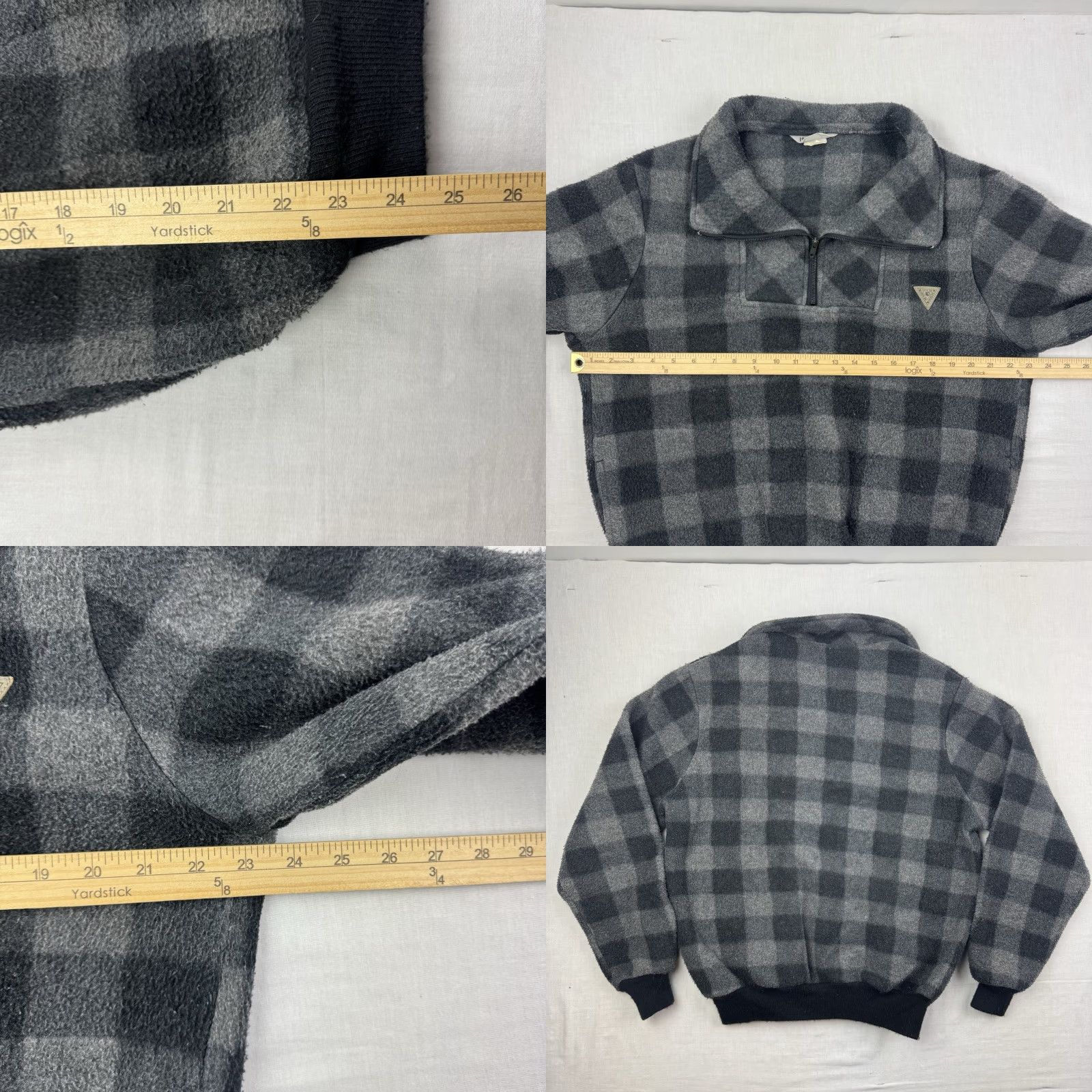 Vintage VINTAGE UNIONBAY Fleece Jacket Quarter Zip Adult Medium Plaid Hipster 80s Mens Jacket Size US M / EU 48-50 / 2 - 9 Thumbnail