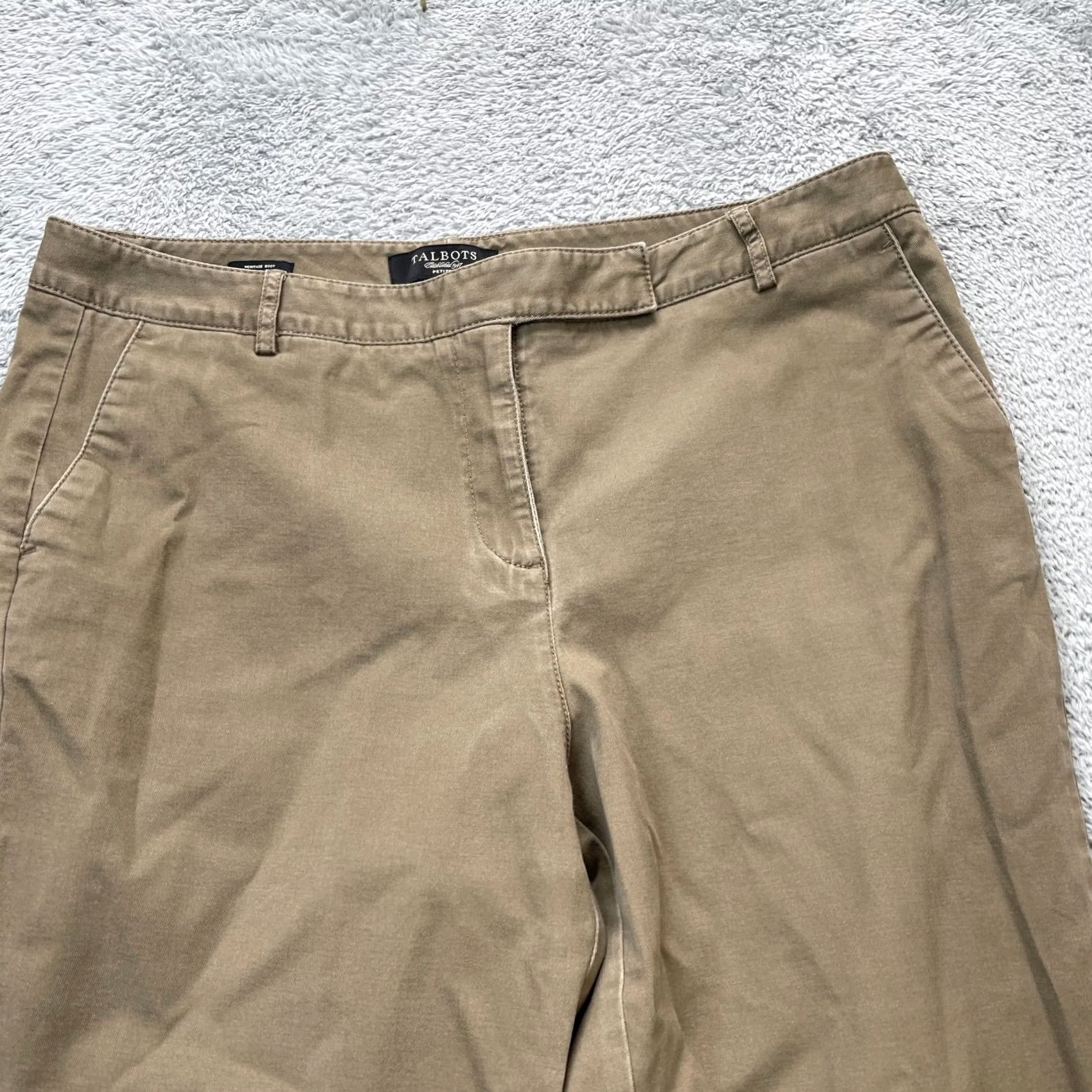Talbots Talbots Pants Womens 12P Petite Brown Bootcut Stretch Cotton Dress Pants Flat Front Inseam 27 Breathable Easy Care Pockets City Preppy Womens Size 24" / US 00 / IT 34 - 2 Thumbnail