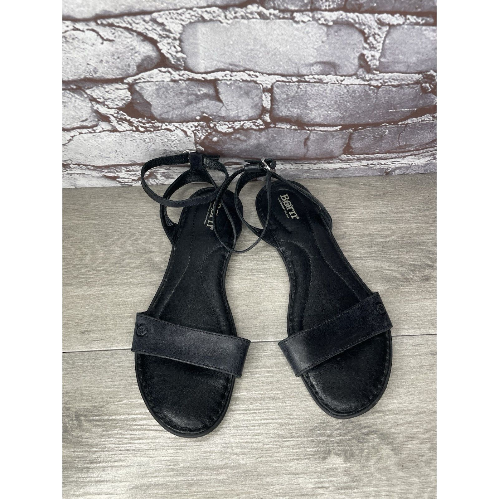 Born Born Handcrafted Black Leather Open Toe Ankle Strap Flats Sa Size US 8 / IT 38 - 20 Thumbnail