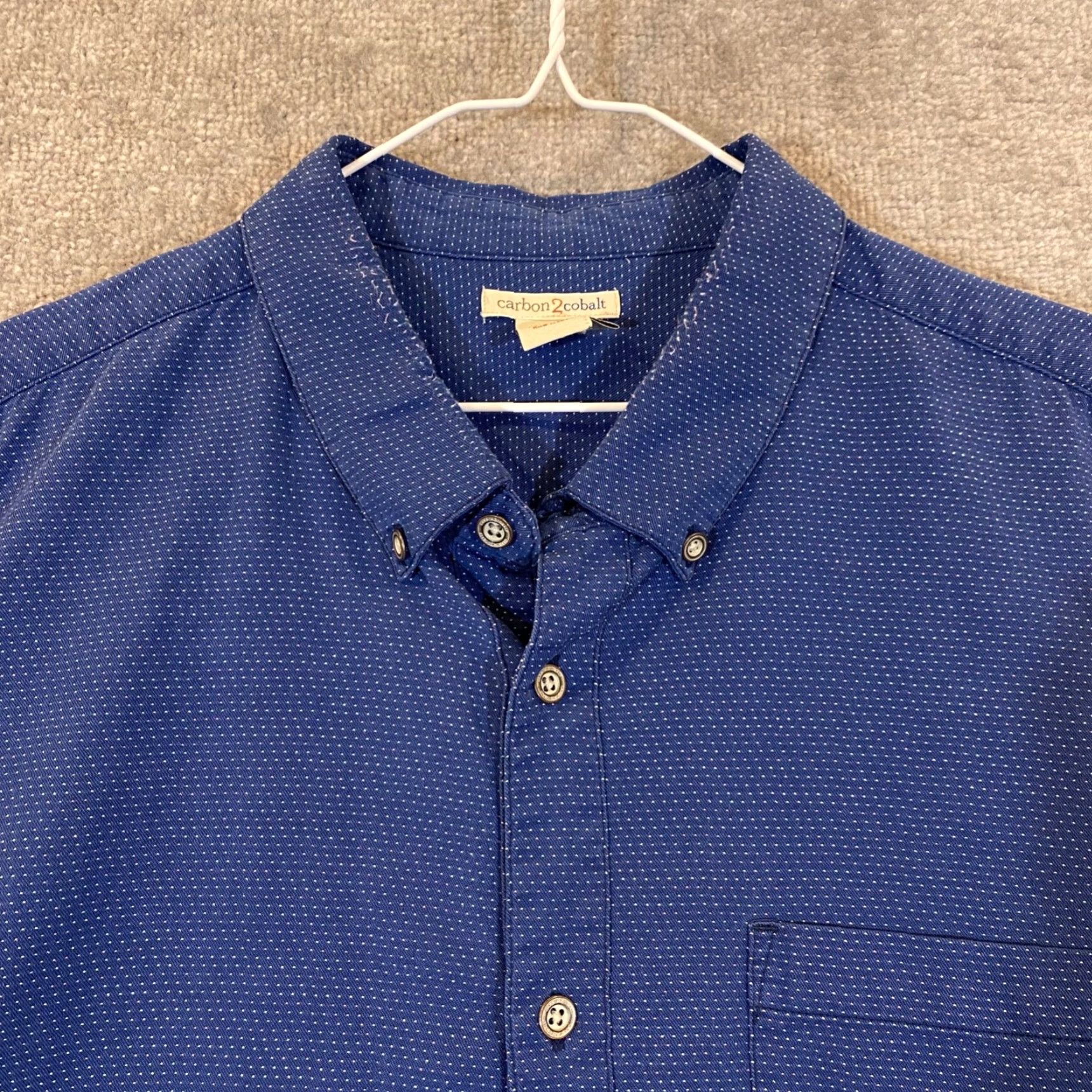 Carbon2Cobalt Carbon 2 Cobalt Shirt Mens Blue XL Micro Dot Button Down Long Sleeve Pocket Size US XL / EU 56 / 4 - 2 Thumbnail