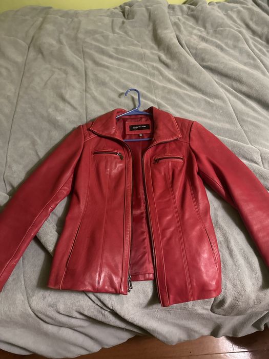 jones new york red leather jacket