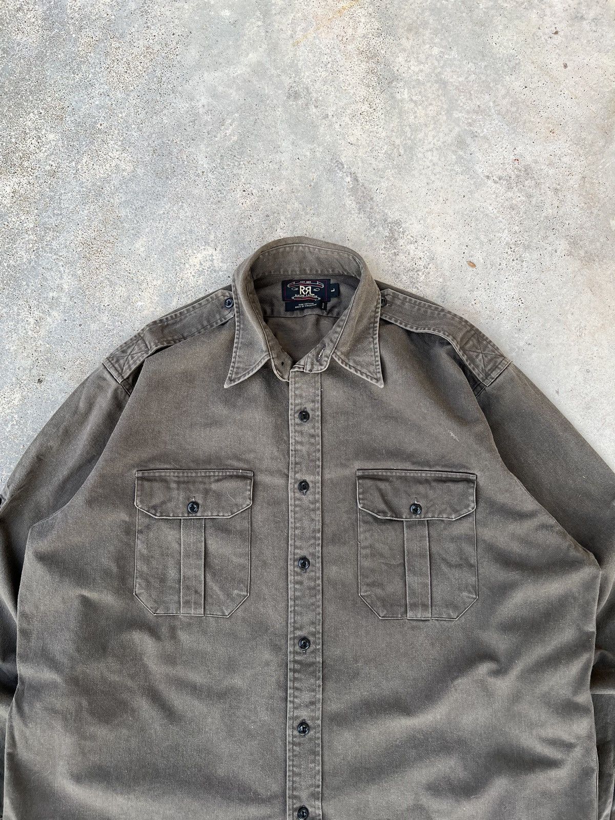 RRL Ralph Lauren Vintage RRL Army Button Up Long Sleeve Shirt Size US XXL / EU 58 / 5 - 2 Thumbnail