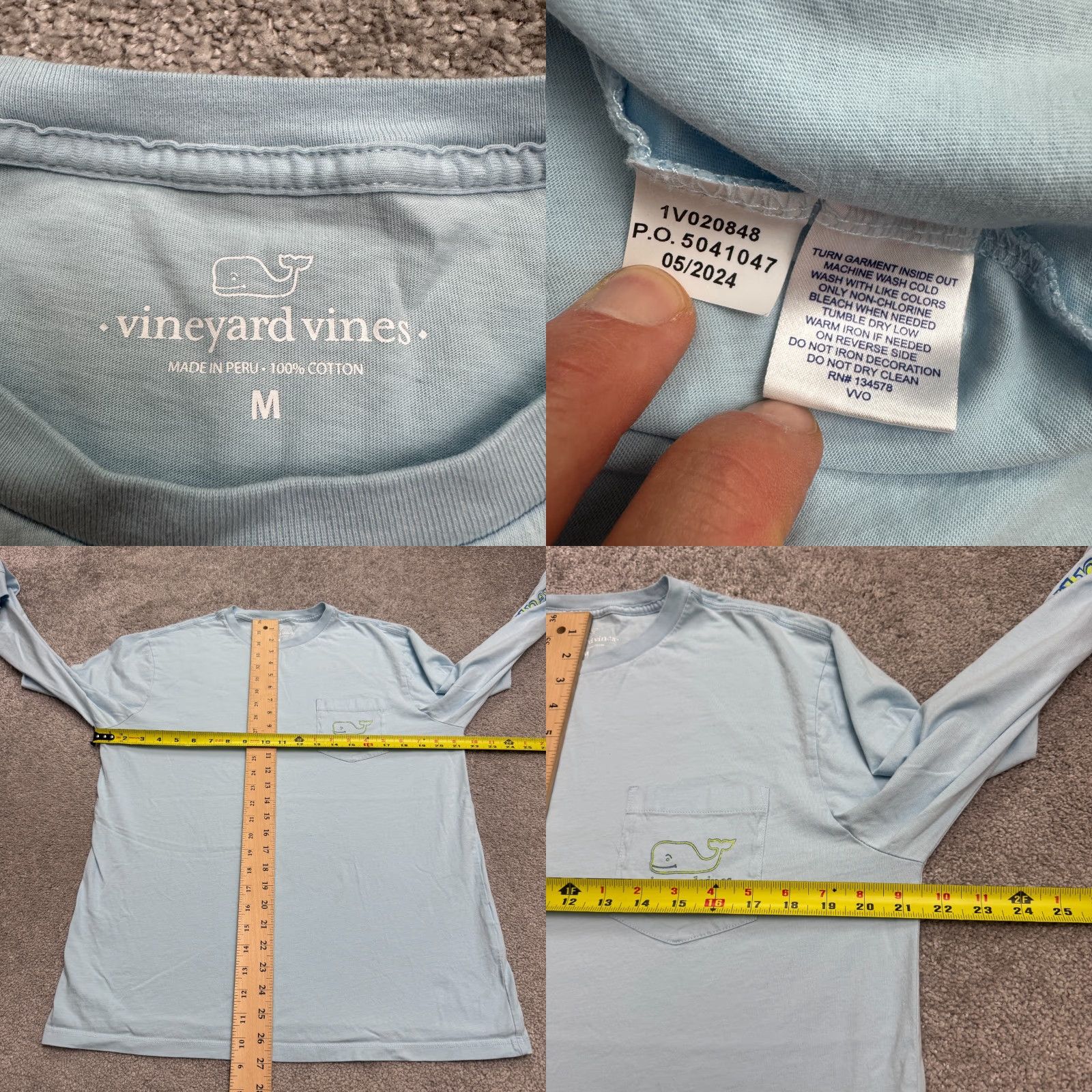 Vineyard Vines Vineyard Vines Whale Graphic Long Sleeve T-Shirt Mens M Blue Pocket Tee Size US M / EU 48-50 / 2 - 8 Thumbnail