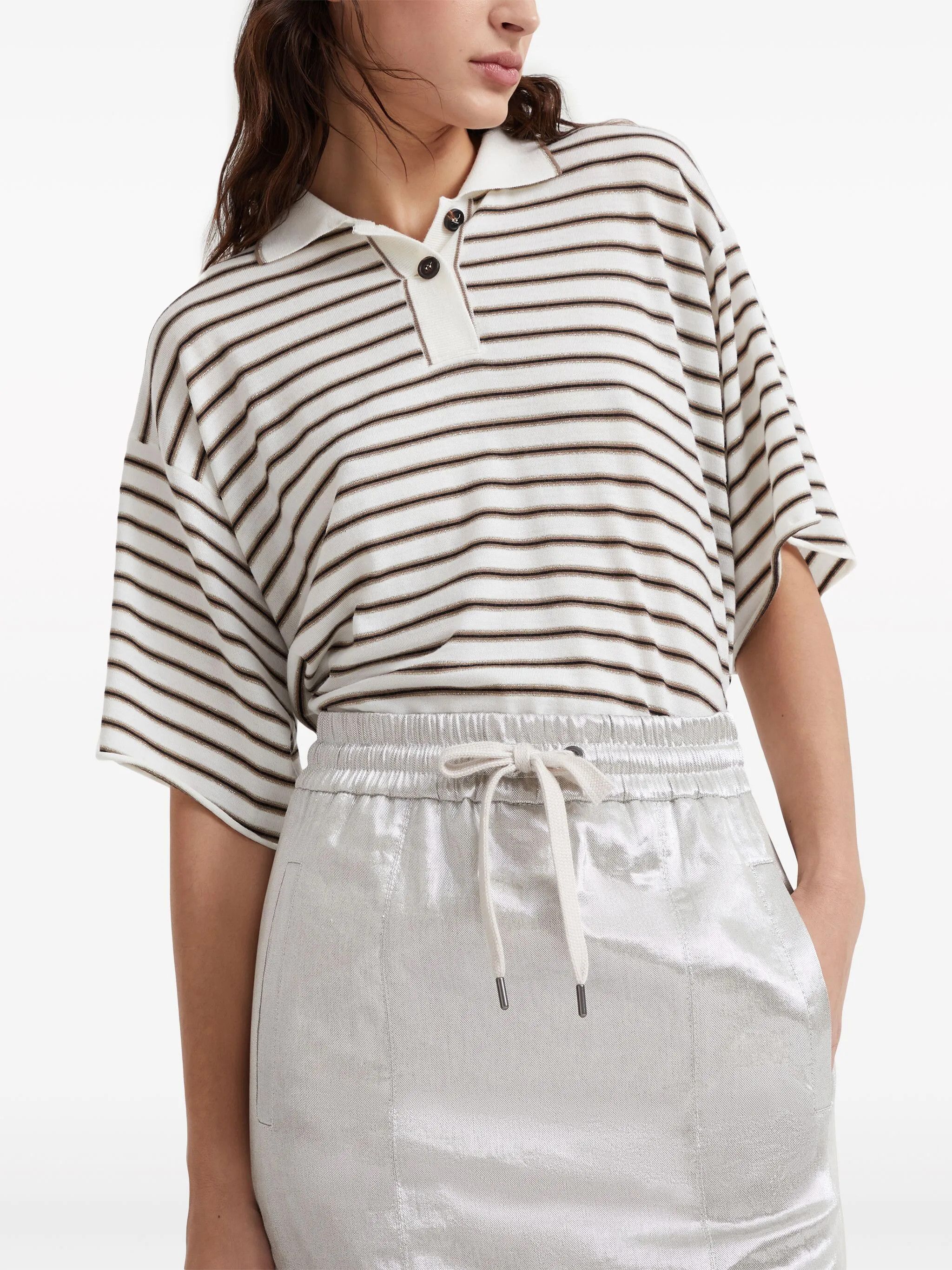 Brunello Cucinelli o1y0725 Midi Skirt in Light Gray Size 25" / US 0 / IT 36 - 2 Thumbnail
