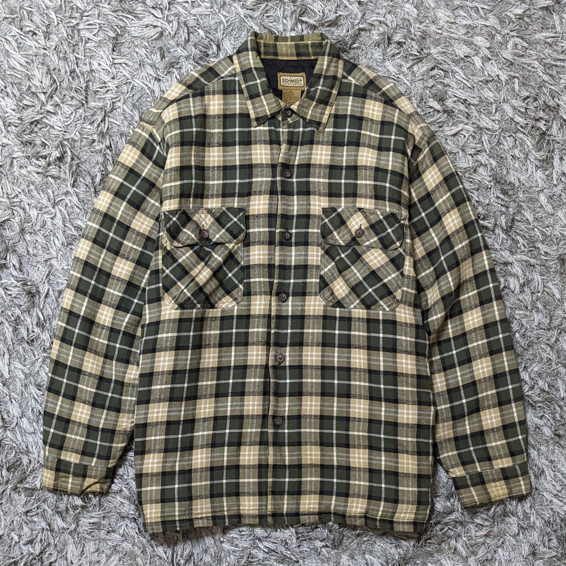 SCHMIDT Vintage Schmidt Checkered Flannel Jacket Workers Gears Size US XL / EU 56 / 4 - 1 Thumbnail