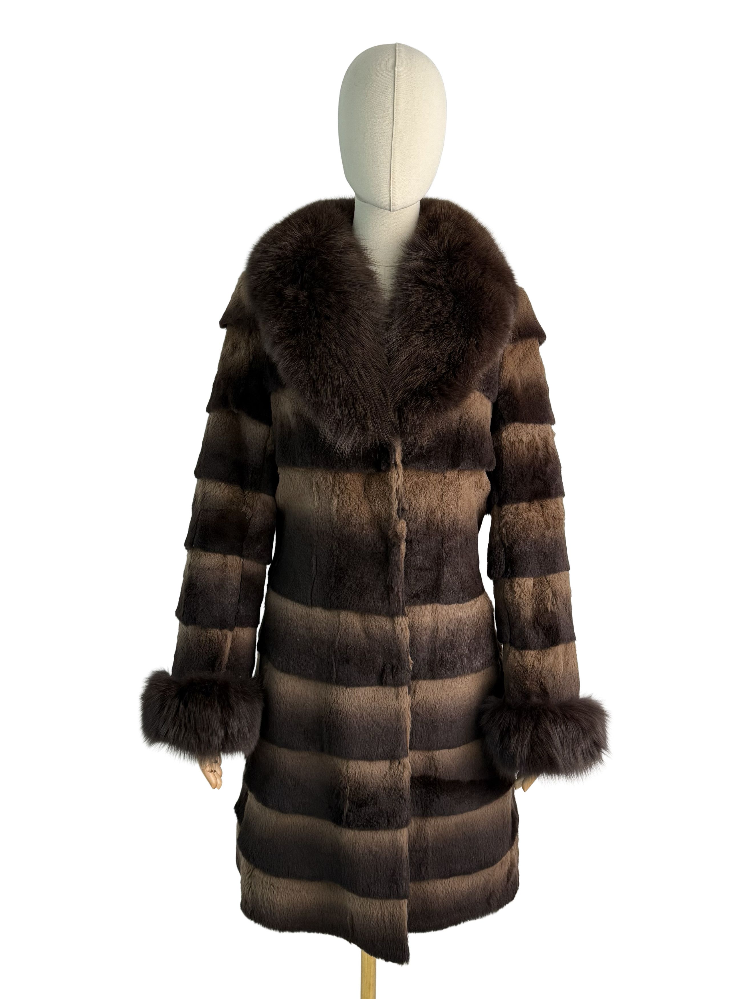 Vintage Vintage Real Fur Long Coat Striped Fur Collar Outerwear Size M / US 6-8 / IT 42-44 - 2 Thumbnail