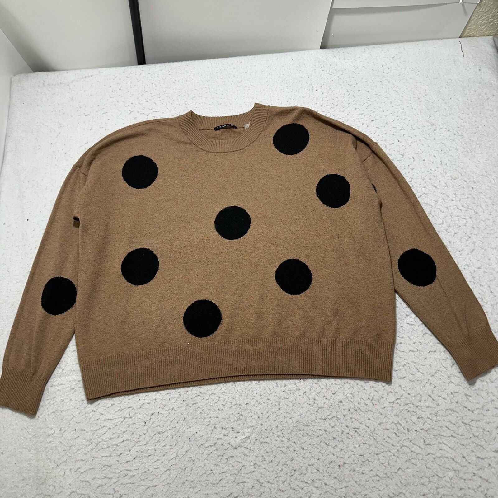 Other T Tahari =Large =Pullover Sweater Brown Black Polka Dot Size L / US 10 / IT 46 - 1 Thumbnail